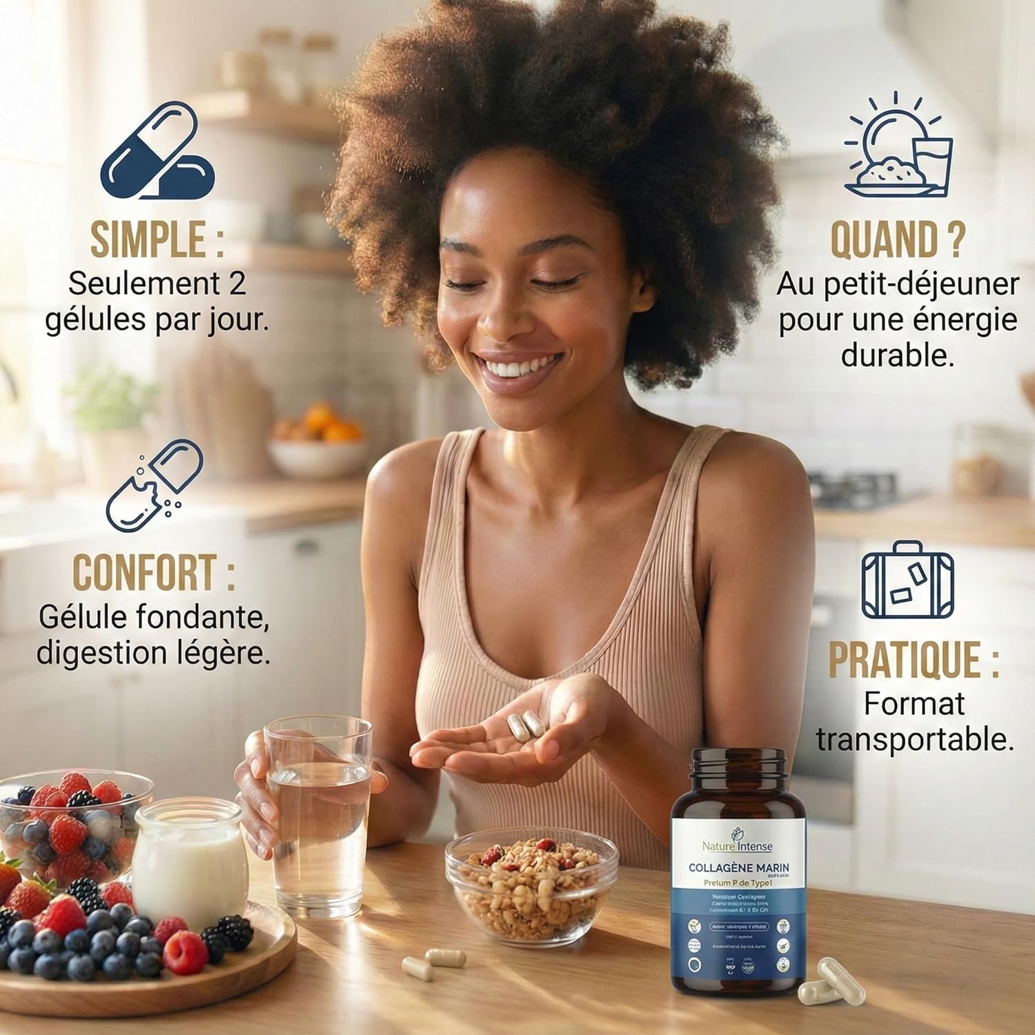 Hydrolysed Marine Collagen Peptan® F & Type I 2000DA Hyaluronic Acid + Vitamin C & Zinc Collagen Supplement for Hair, Skin & Nails 120 Capsules 2 Months - Image 8