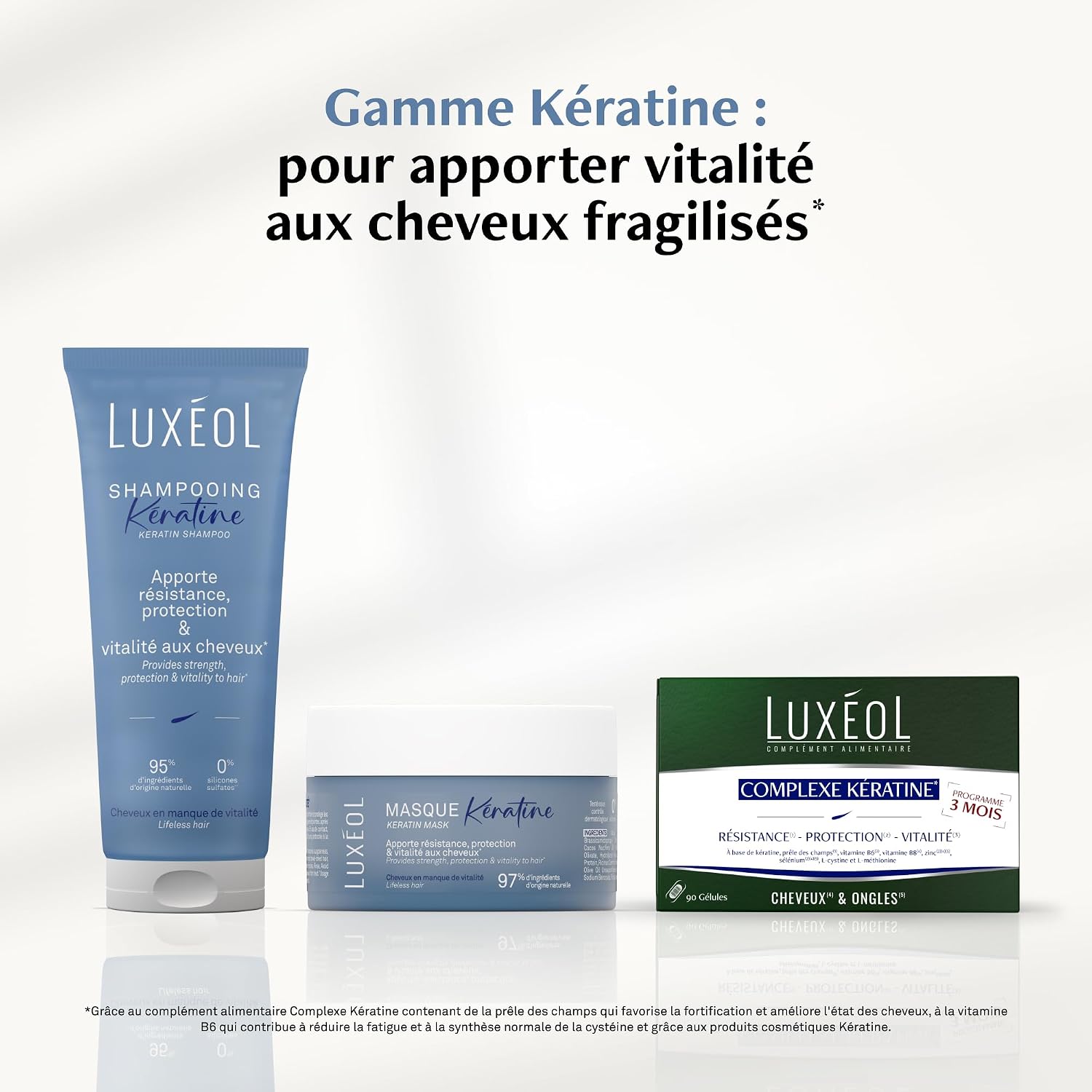 LUXÉOL Keratin Shampoo - Provides Resistance | Softer, smooth & radiant hair* - 95% ingredients of natural origin - silicone-free - Made in France - 200 ml - Image 8