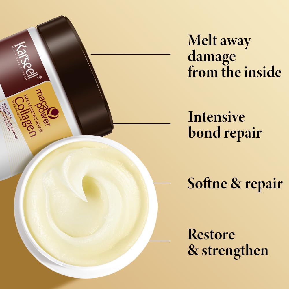Karseell Collagen Hair Mask 500 ml, Deep Repair Hair Mask for Dry and Damaged Hair - Image 4
