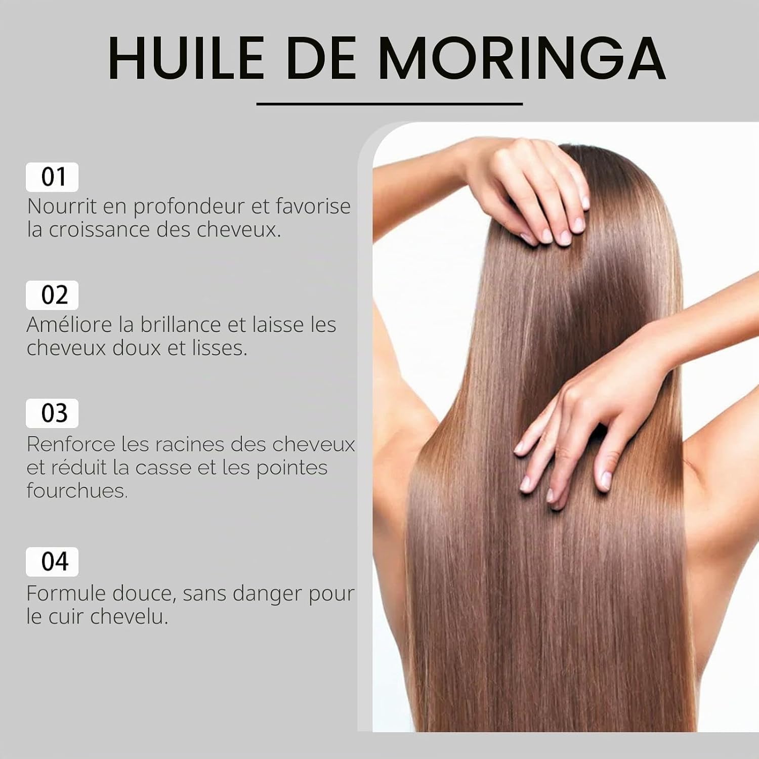 Organic Moringa Oil Pure Hair - Organic Moringa Oil Moisturize, Nourish, Lighten Hair, Reduce Frizz, Make Them Soft And Shiny 60ml (1pc) - Image 5