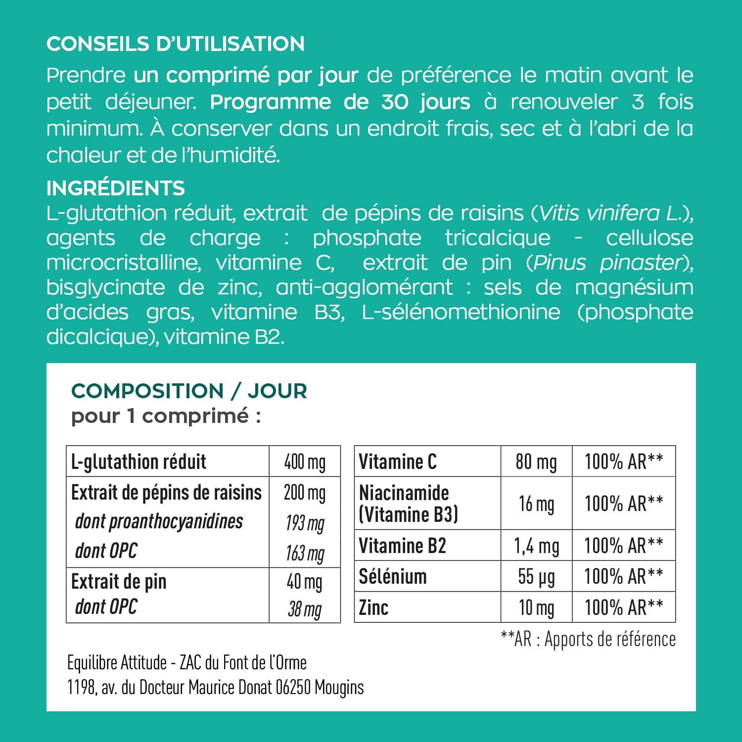 Glutathione Niacinamide Granions - Zinc Selenium Face Stain - 1 Month | Promotes an even and radiant, brightening and moisturizing complexion with vitamin C and zinc bisglycinate - 1 month cure - Image 3