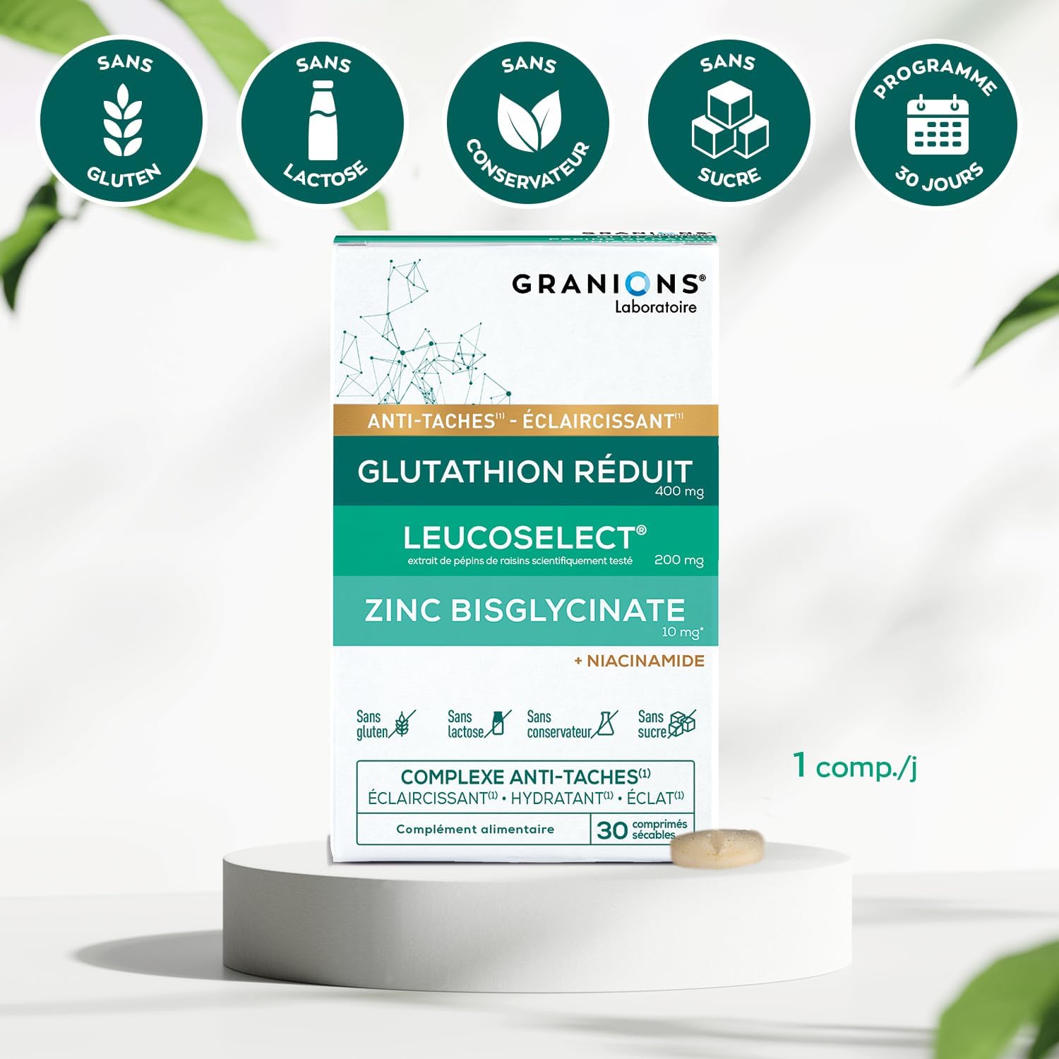Glutathione Niacinamide Granions - Zinc Selenium Face Stain - 1 Month | Promotes an even and radiant, brightening and moisturizing complexion with vitamin C and zinc bisglycinate - 1 month cure - Image 4
