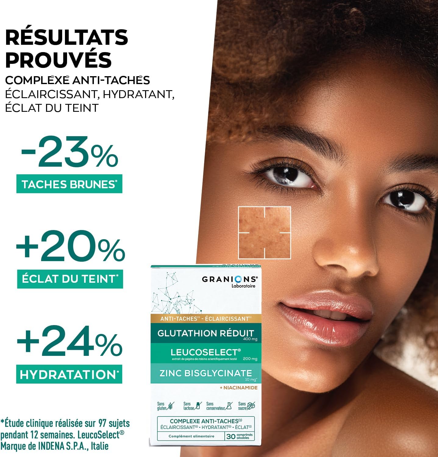 Glutathione Niacinamide Granions - Zinc Selenium Face Stain - 1 Month | Promotes an even and radiant, brightening and moisturizing complexion with vitamin C and zinc bisglycinate - 1 month cure - Image 6