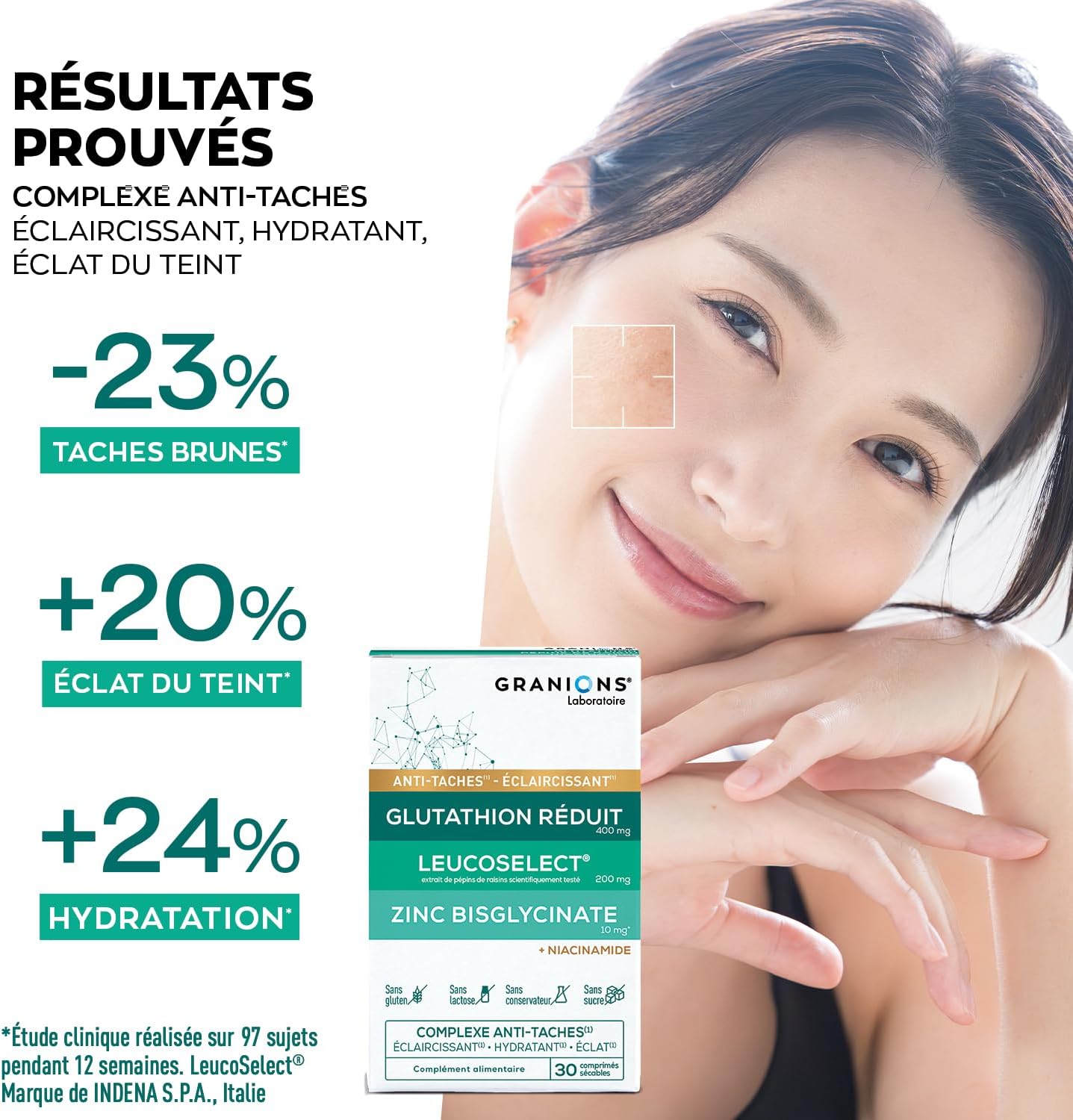 Glutathione Niacinamide Granions - Zinc Selenium Face Stain - 1 Month | Promotes an even and radiant, brightening and moisturizing complexion with vitamin C and zinc bisglycinate - 1 month cure - Image 7