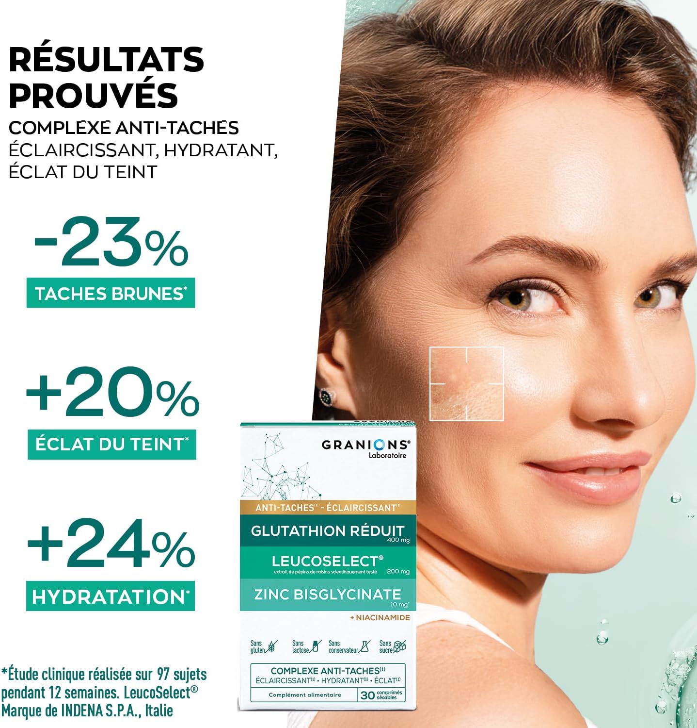 Glutathione Niacinamide Granions - Zinc Selenium Face Stain - 1 Month | Promotes an even and radiant, brightening and moisturizing complexion with vitamin C and zinc bisglycinate - 1 month cure - Image 8