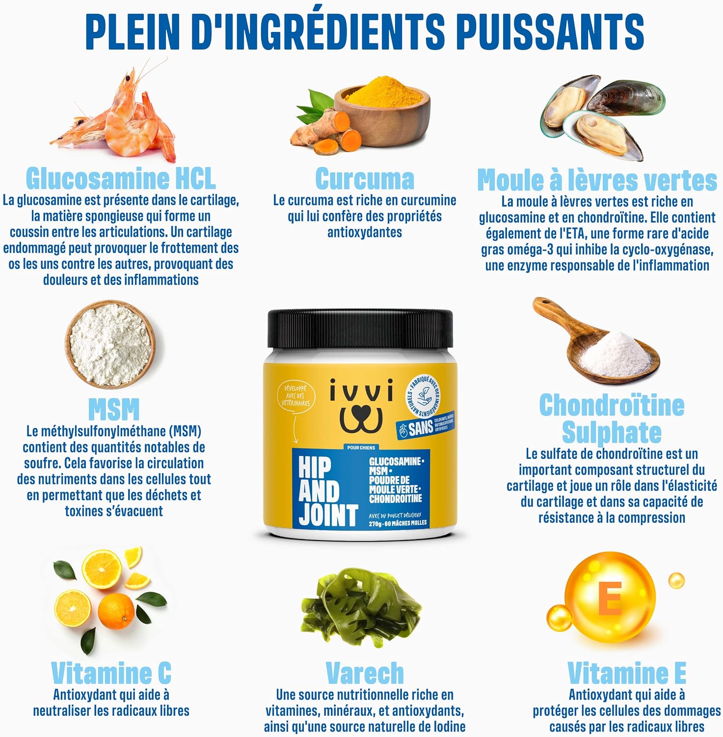 ivvi Hip and Joint Chien - 60 Friandises au Poulet Articulations, Arthrose | Complément Alimentaire Hautement Concentré, MSM, Moule à Lèvres Vertes, Glucosamine, 270g - Image 3