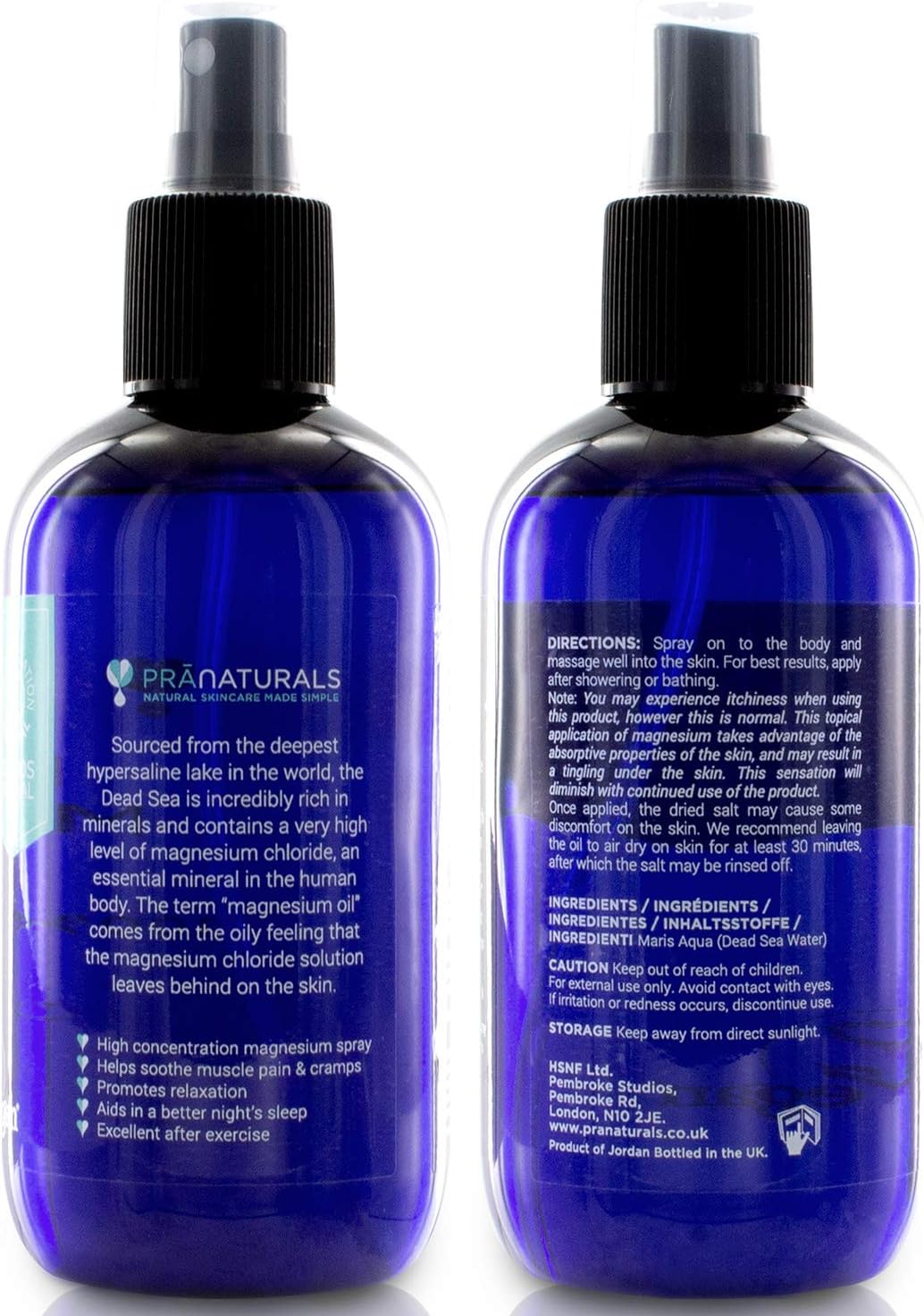 PraNaturals Pure Dead Sea Magnesium Oil Spray 250ml | Muscle Relaxation Oil, Natural Deodorant, Hair Care, Dental Descaling, Vegan & Cruelty Free - Image 9