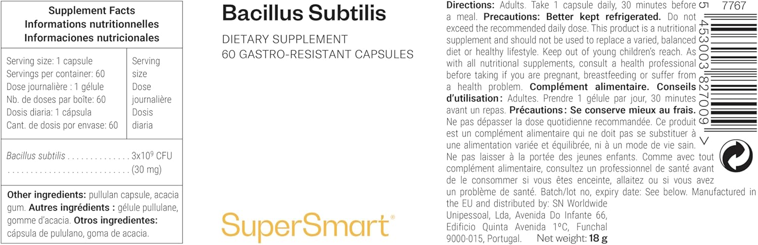Bacillus Subtilis - Improves Natural Defenses - Vegan - SuperSmart | 3.1 Billion CFU - Contributes to the fight against pathogenic bacteria and micro-organisms - Image 3