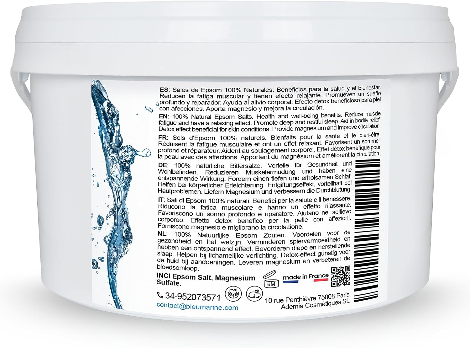 Organic Magnesium, Epsom Salt - Bath Salts and Tired Legs, Calluses, Muscle Recovery, Relaxation, Magnesium Skin Recharge, Exfoliating, Detox and Vitality, Plant Care 500g - Image 3