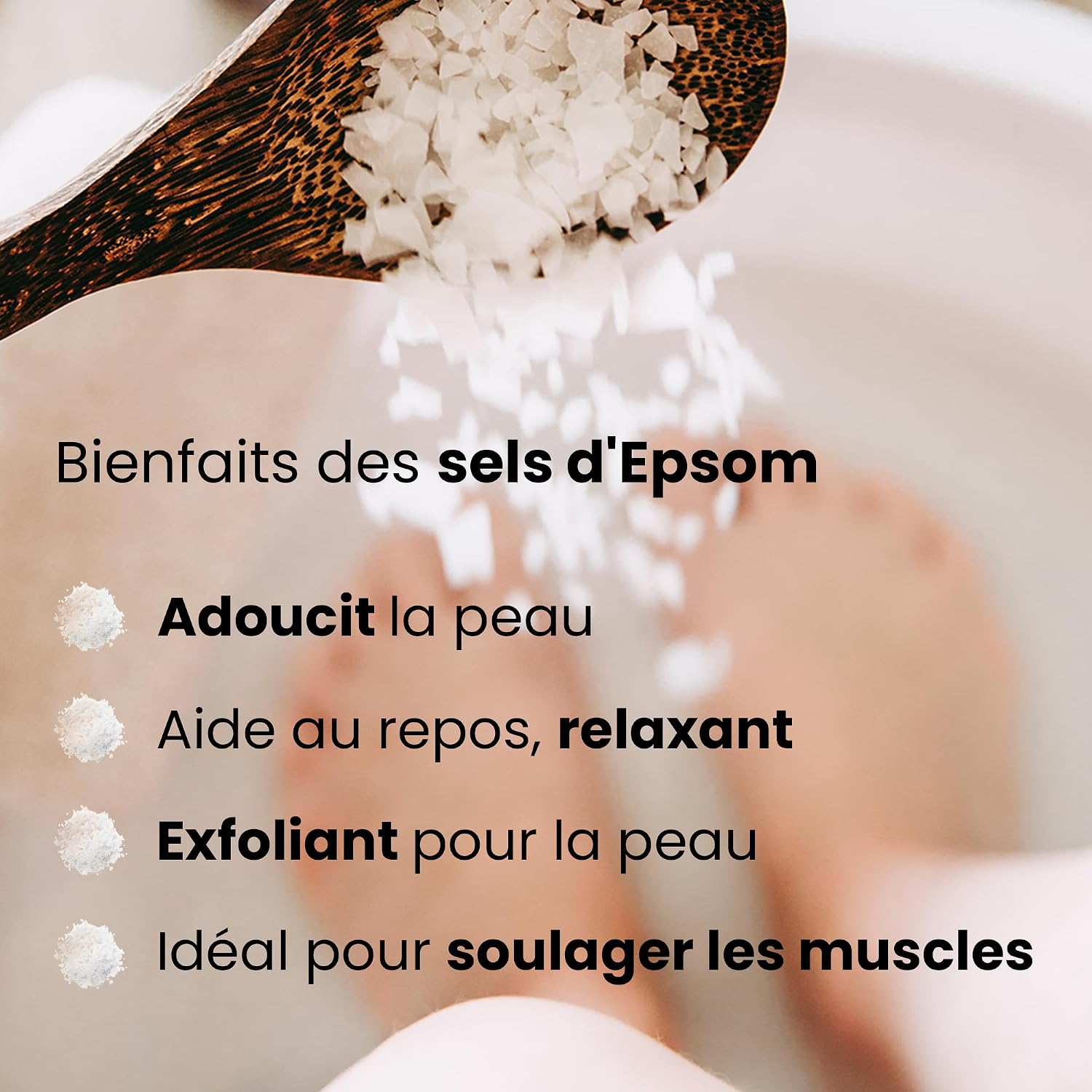 Organic Magnesium, Epsom Salt - Bath Salts and Tired Legs, Calluses, Muscle Recovery, Relaxation, Magnesium Skin Recharge, Exfoliating, Detox and Vitality, Plant Care 500g - Image 9