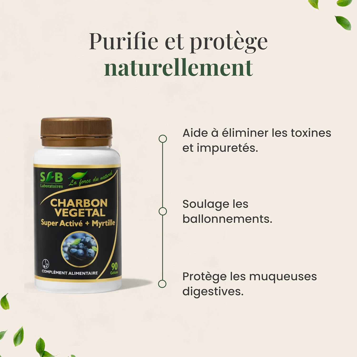 SFB Laboratoires - Super Activated Vegetable Charcoal with Blueberry - High Absorption - Limits Bloating - Reduces Intestinal Gases - Digestive Wellness - 90 Vegetable Capsules - Image 4