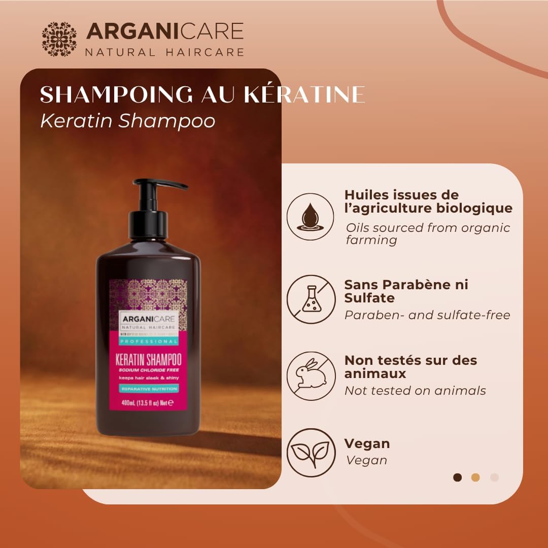 Hydrolyzed Keratin Repair & Nutrient Shampoo - Gentle Wash, Helps Smooth Cuticle, Strengthens Hair Fiber, Sodium Chloride Free Formula, 400ml - Image 3