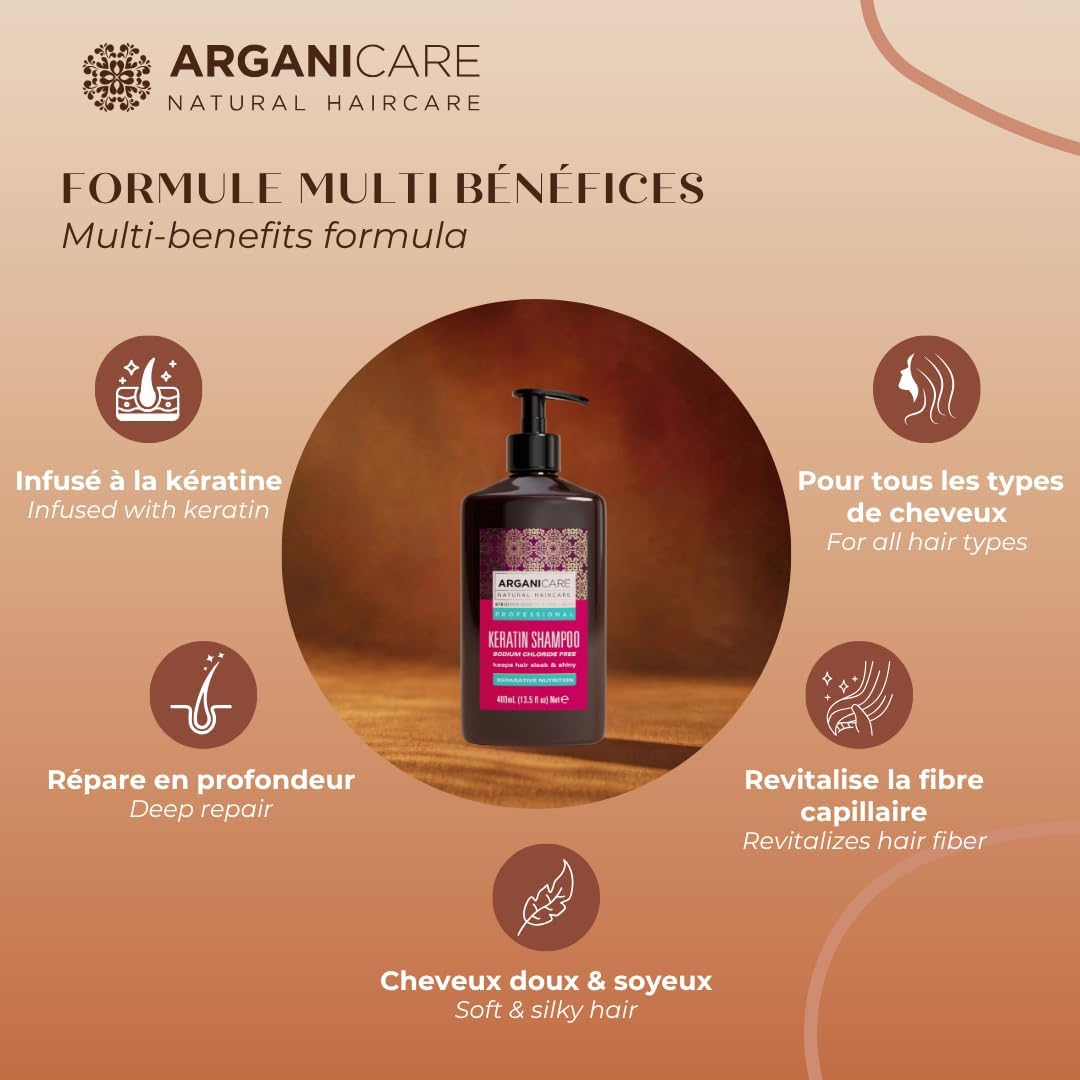 Hydrolyzed Keratin Repair & Nutrient Shampoo - Gentle Wash, Helps Smooth Cuticle, Strengthens Hair Fiber, Sodium Chloride Free Formula, 400ml - Image 5