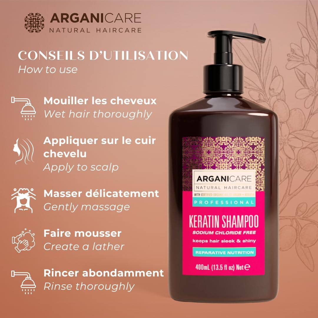 Hydrolyzed Keratin Repair & Nutrient Shampoo - Gentle Wash, Helps Smooth Cuticle, Strengthens Hair Fiber, Sodium Chloride Free Formula, 400ml - Image 7