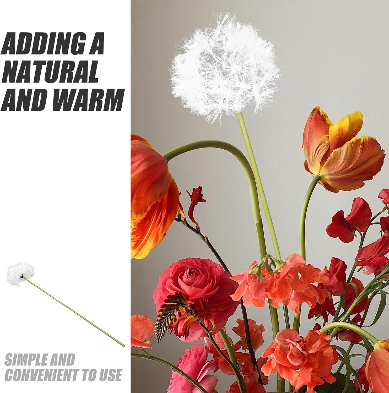 Veemoon Dried Flowers Artificial Dandelion Decorative for Wedding and Home Bouquet Fake Floral and Realistic for Centerpiece and Home Decoration - Image 4