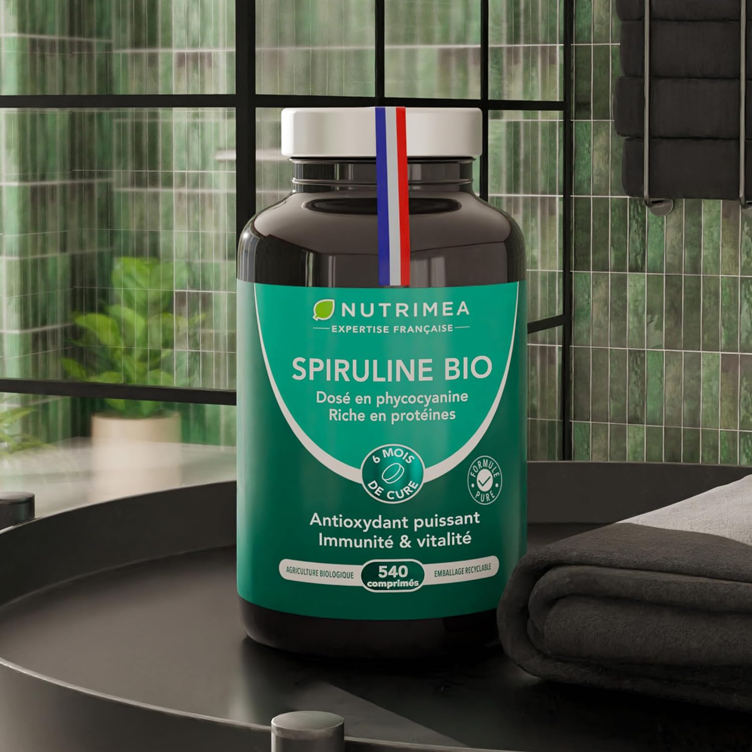 Spirulina BIO | 1500 mg | No Excipients & GMOs | 19% Phycocyanin | Rich in Protein, Iron & Antioxidants | Nutrimea | 540 Vegan Tablets | 6 Months | Made in France - Image 8