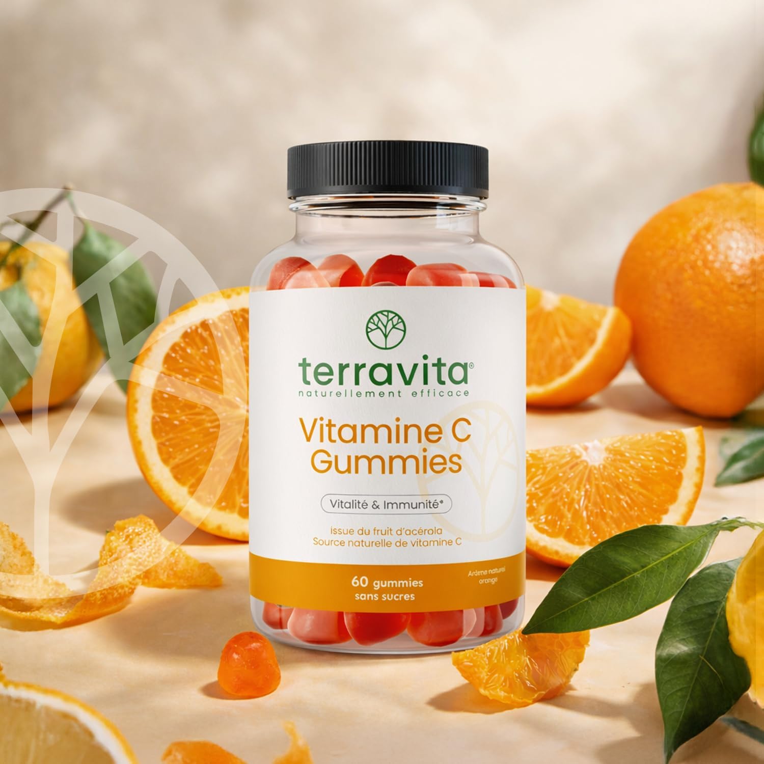 Acerola Vitamin C Gummies | Children & Adults | 1 Gummy = 100% AR | Energy - Tonus - Immunity | 60 Sugar-Free Gummies | Natural Orange Flavour | Vegan and Gelatin Free | Made in France | Terravita - Image 7