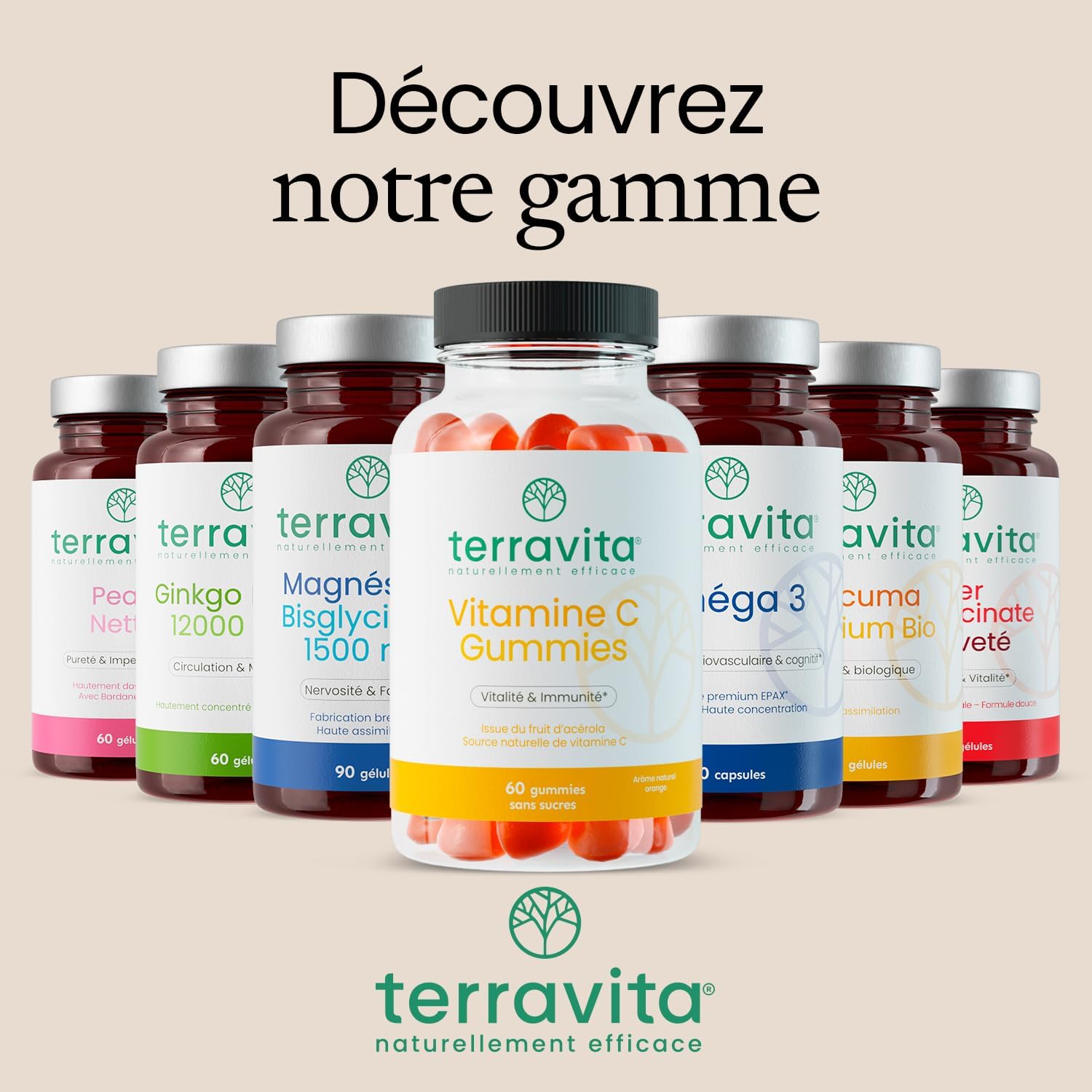 Acerola Vitamin C Gummies | Children & Adults | 1 Gummy = 100% AR | Energy - Tonus - Immunity | 60 Sugar-Free Gummies | Natural Orange Flavour | Vegan and Gelatin Free | Made in France | Terravita - Image 8