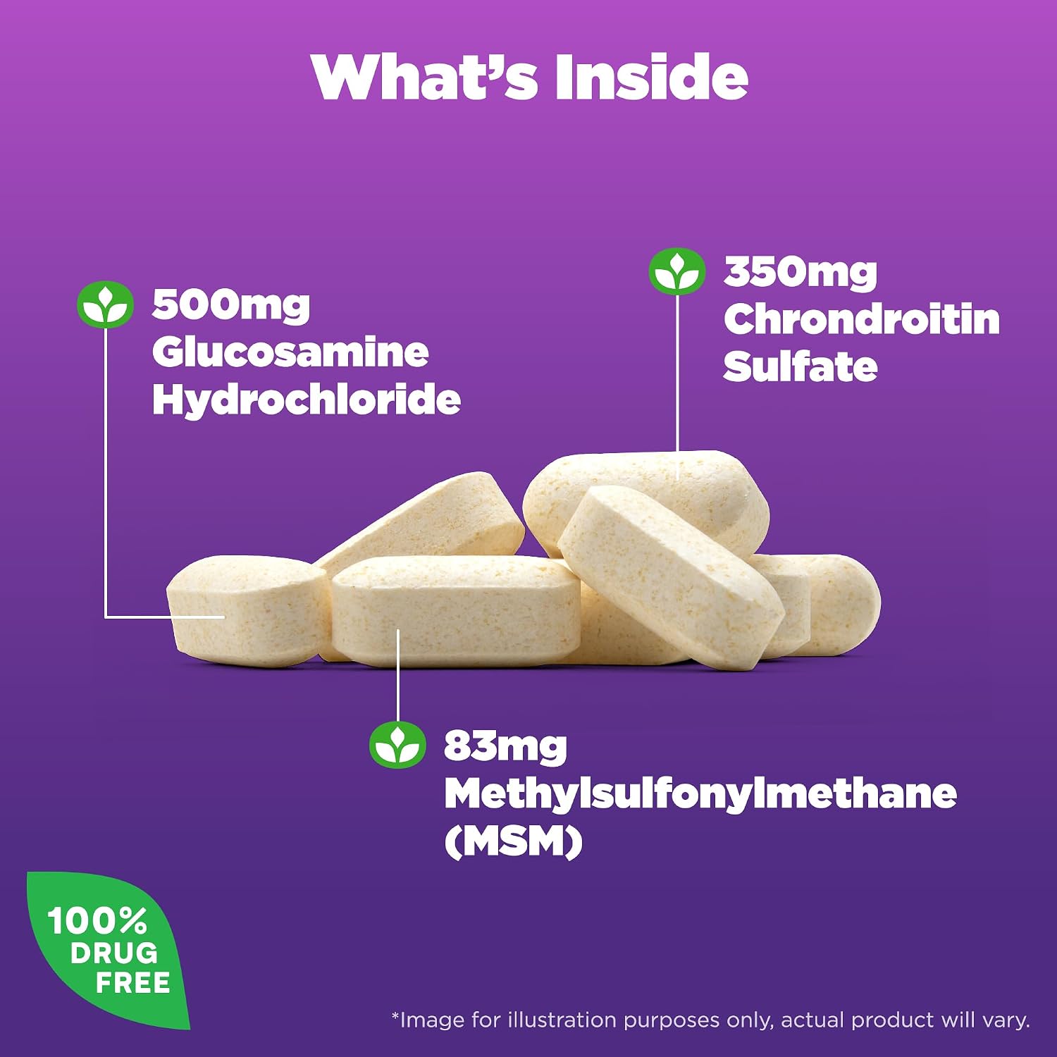 Natrol Glucosamine and Chondroitin Joint Supplement with MSM 90 Tablets - Image 3