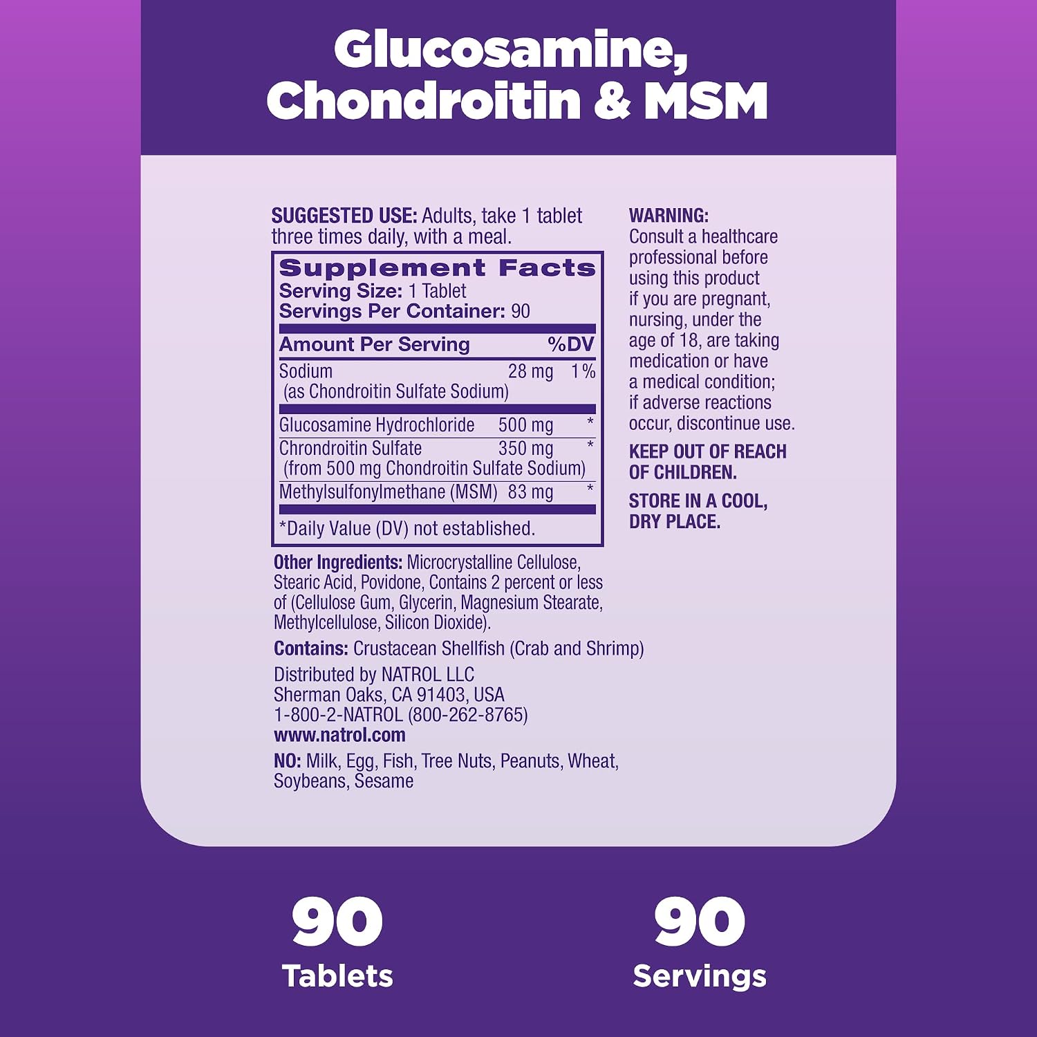 Natrol Glucosamine and Chondroitin Joint Supplement with MSM 90 Tablets - Image 5