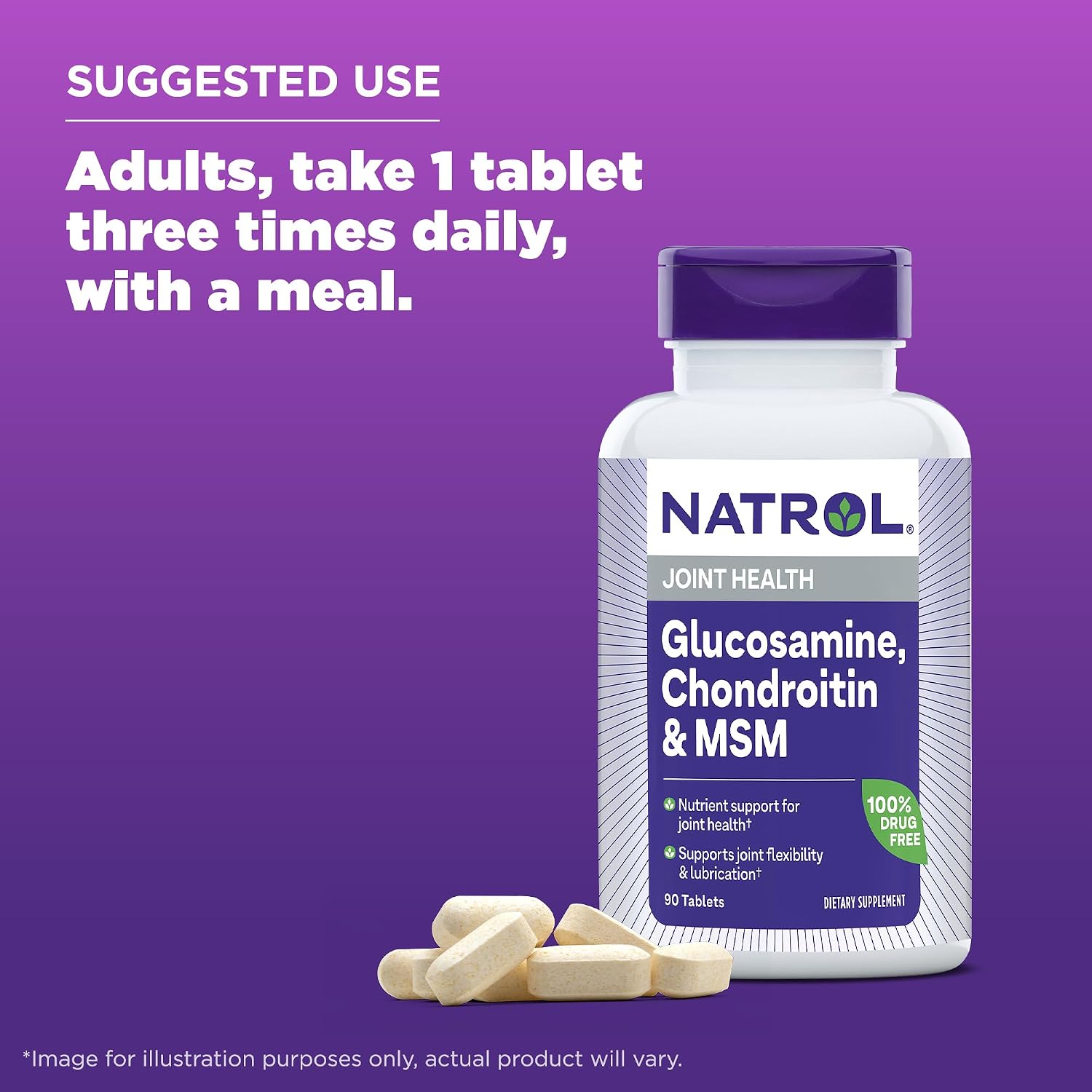 Natrol Glucosamine and Chondroitin Joint Supplement with MSM 90 Tablets - Image 6