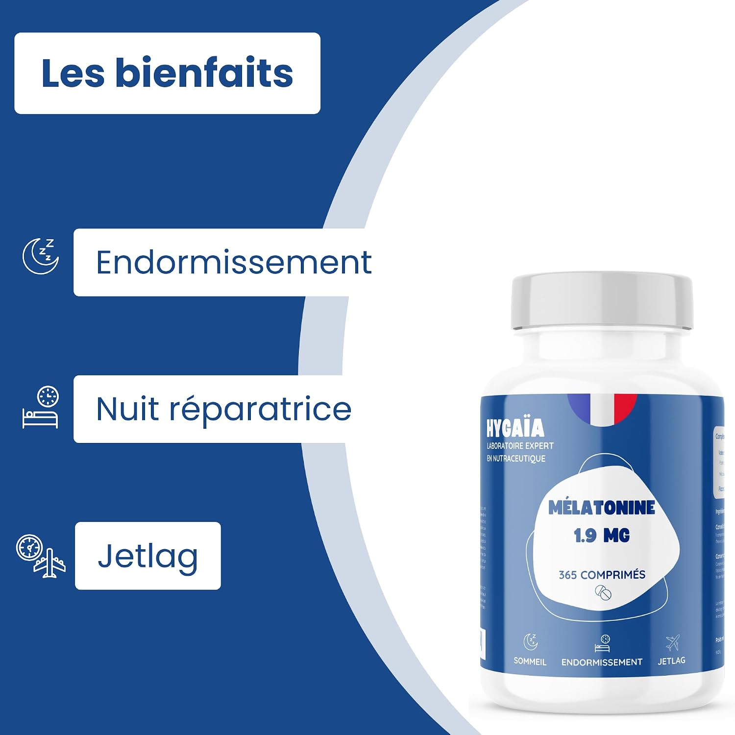 Melatonin 1.9 mg | 365 Tablets | Fast Acting | Adult Sleep | Dietary Supplement | No Addiction | Fast Sleep, Repairing Night | High Dosed | Made in France - Image 3