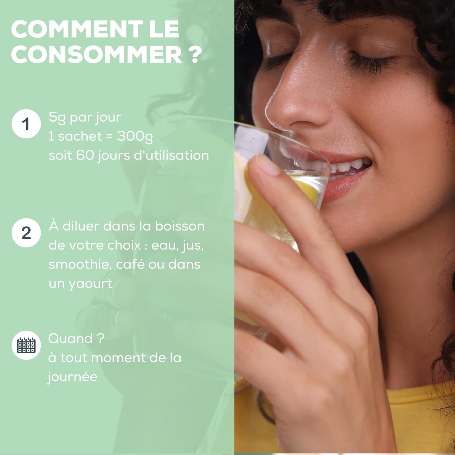 Humble+ Marine Collagen Naticol® Powder - Lemon Mint - 300 g - 60 Port. | Type 1 Marine Collagen Peptides, French Marine Collagen - Lemon Mint Flavor, 300 g, 60 Servings - French Brand - Image 5