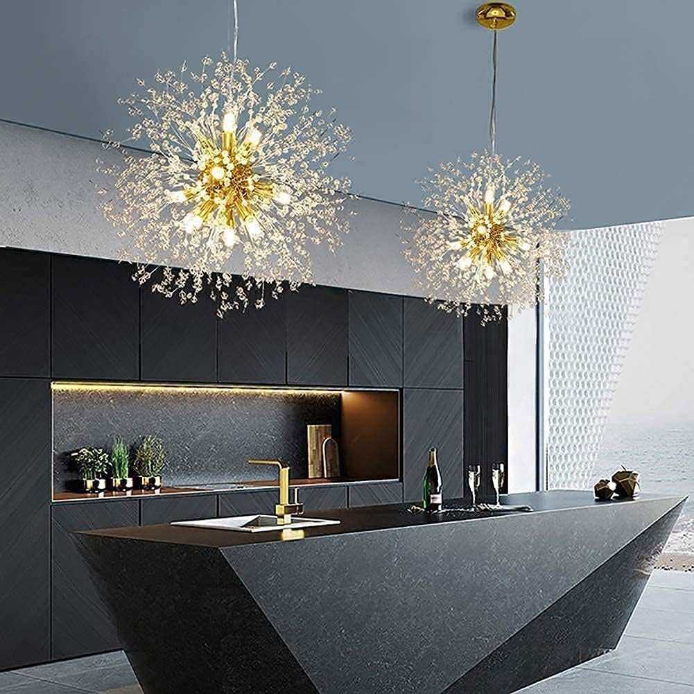 Modern Gold Crystal Dandelion Chandeliers with 8 Bulbs and 32 Crystal Ropes Chandeliers for Living Room Bedroom Dining Room Foyer Bar (Warm Light,Gold) - Image 4