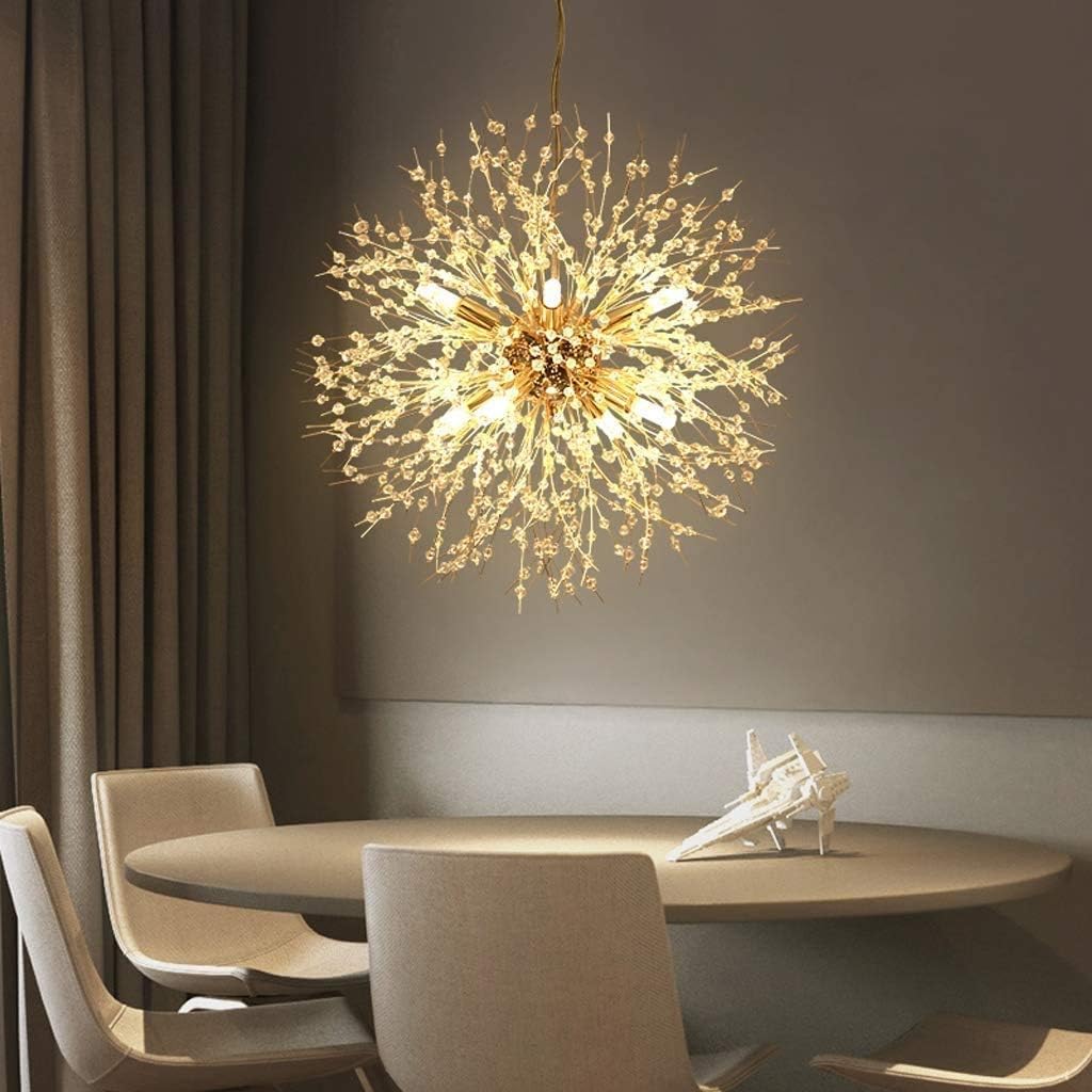 Modern Gold Crystal Dandelion Chandeliers with 8 Bulbs and 32 Crystal Ropes Chandeliers for Living Room Bedroom Dining Room Foyer Bar (Warm Light,Gold) - Image 9
