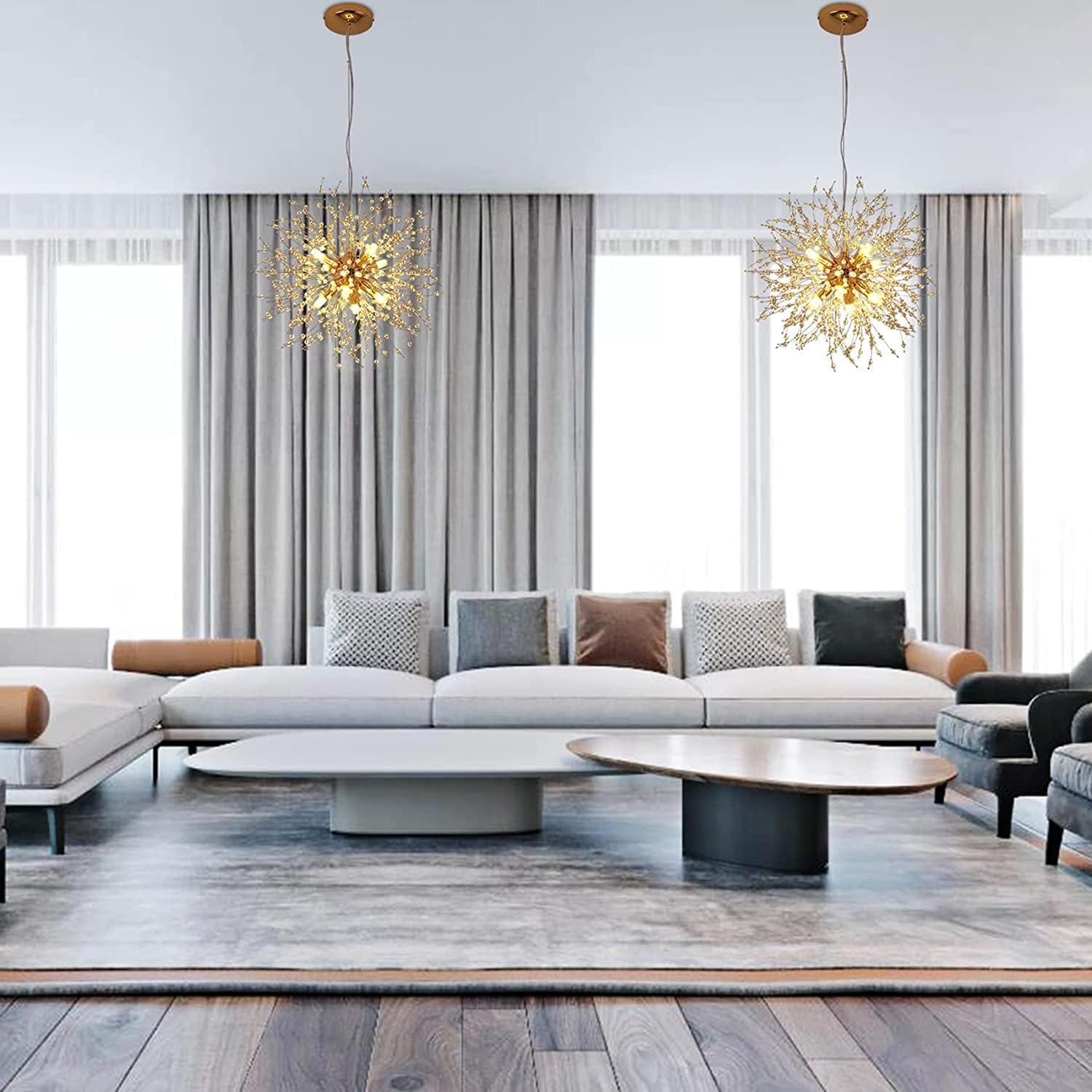 Modern Gold Crystal Dandelion Chandeliers with 8 Bulbs and 32 Crystal Ropes Chandeliers for Living Room Bedroom Dining Room Foyer Bar (Warm Light,Gold) - Image 10