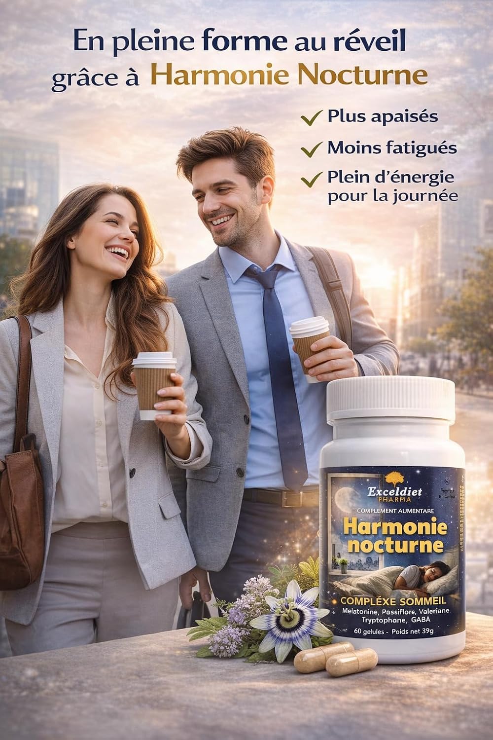 Sleep & Relaxation - Night Harmony - Melatonin & Valerian - 60 Capsules Without Addiction - Cure 30 to 60 Days - GABA, Tryptophan & Passion Flower - Image 5