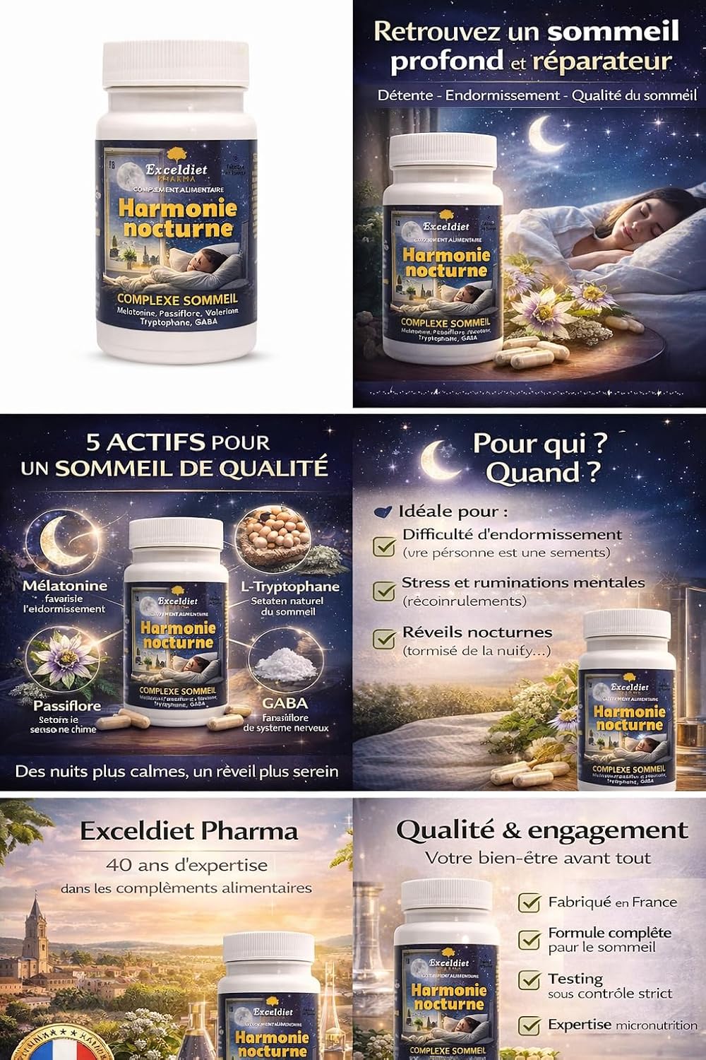 Sleep & Relaxation - Night Harmony - Melatonin & Valerian - 60 Capsules Without Addiction - Cure 30 to 60 Days - GABA, Tryptophan & Passion Flower - Image 14