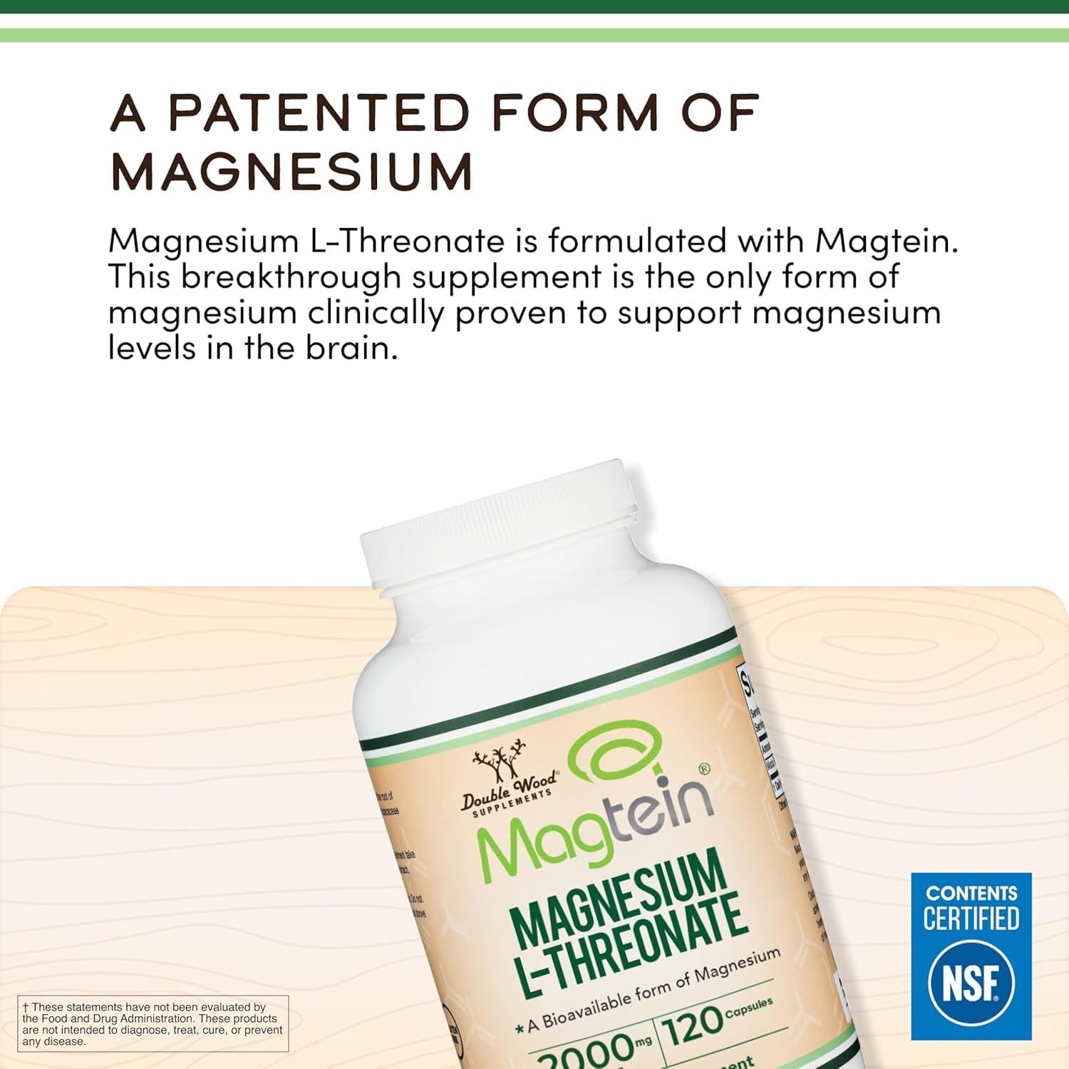 Double Wood Supplements Magnesium Capsules L Threonate (High Absorption Supplement with the Most Bioavailable Form) 120 Capsules (2000 mg) - Image 4