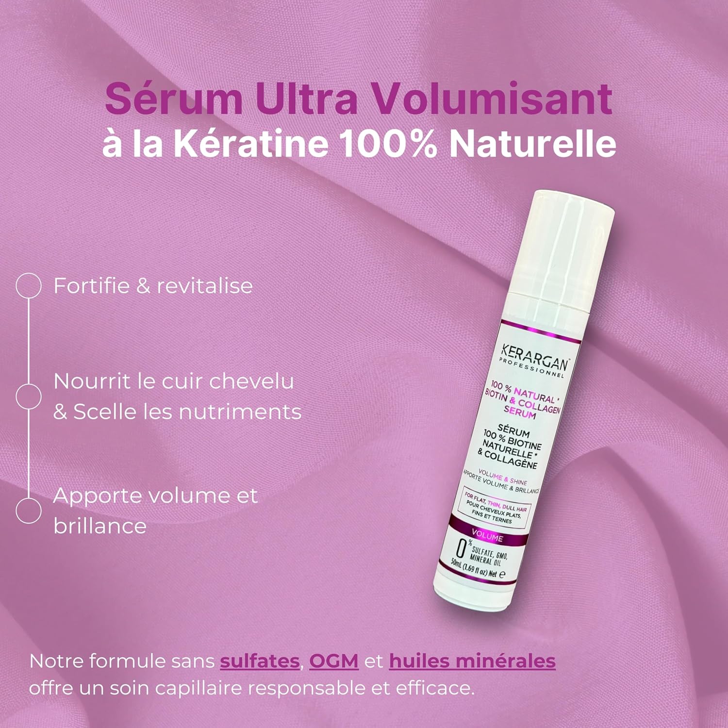 Kerargan Biotin Collagen Airless Volume Hair Serum 50 ml | Precise and hygienic airless bottle, adds volume and shine, smooths frizz and protects the tips - Image 3