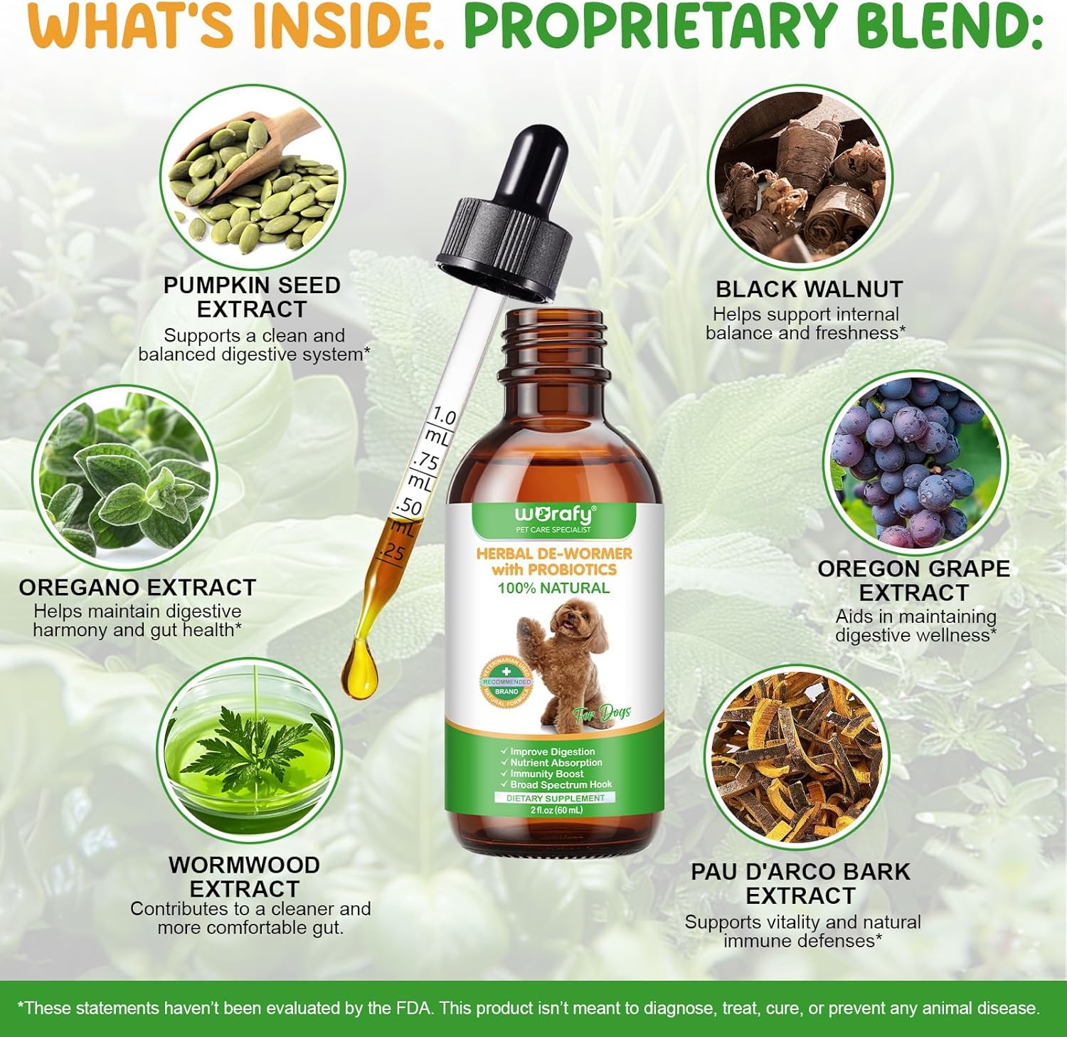 Natural Intestinal Defense for Dogs, Herbal Cleansing with Wormwood, Black Nut & Probiotics - Promotes Gut Health & Flora Balance, 60ml - Image 3