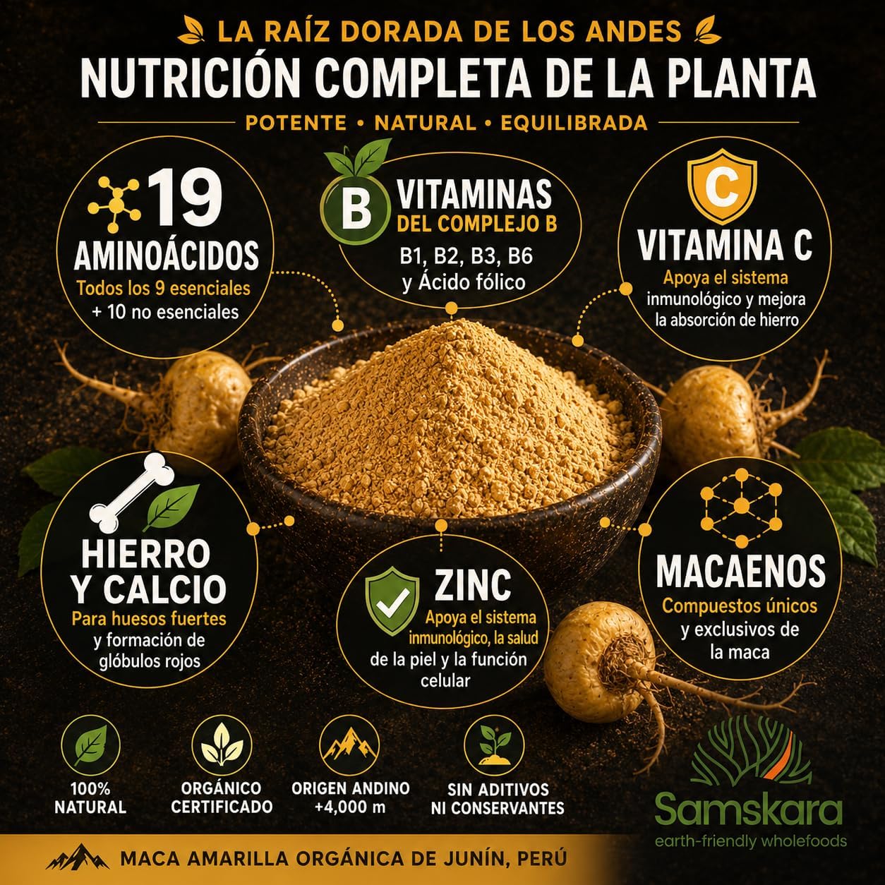 Samskara Organic Raw Pure Andean Peruvian Maca Powder | 100% Dried & Ground Fruit | Outstanding Physical and Mental Performance (1kg) - Image 4