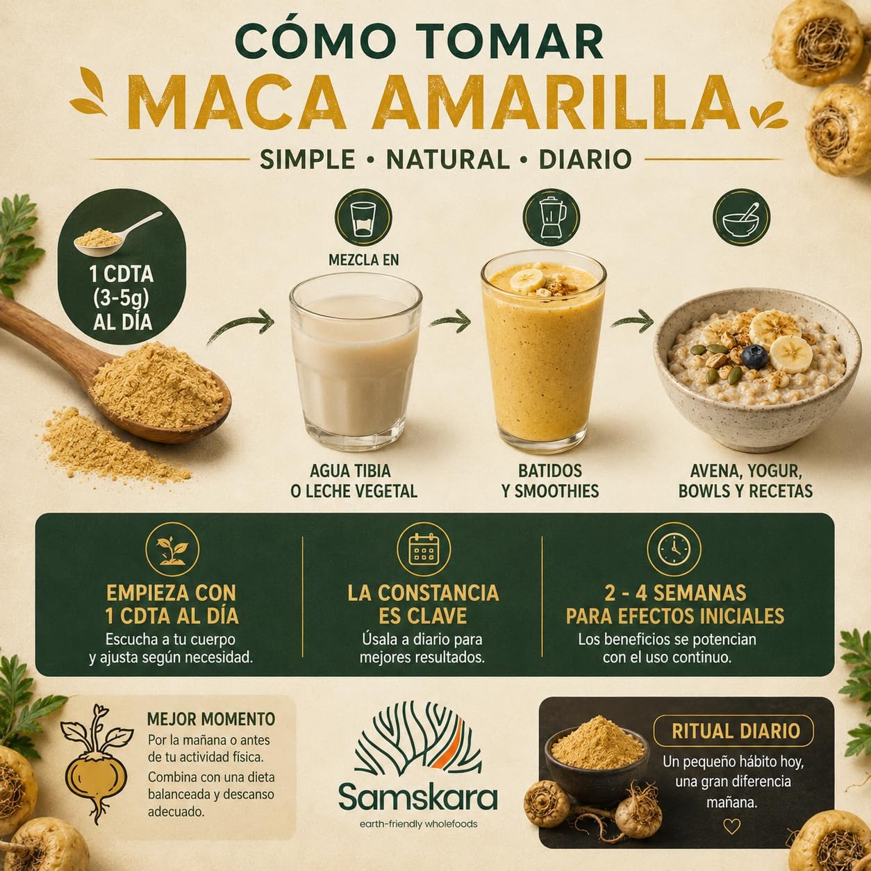 Samskara Organic Raw Pure Andean Peruvian Maca Powder | 100% Dried & Ground Fruit | Outstanding Physical and Mental Performance (1kg) - Image 8