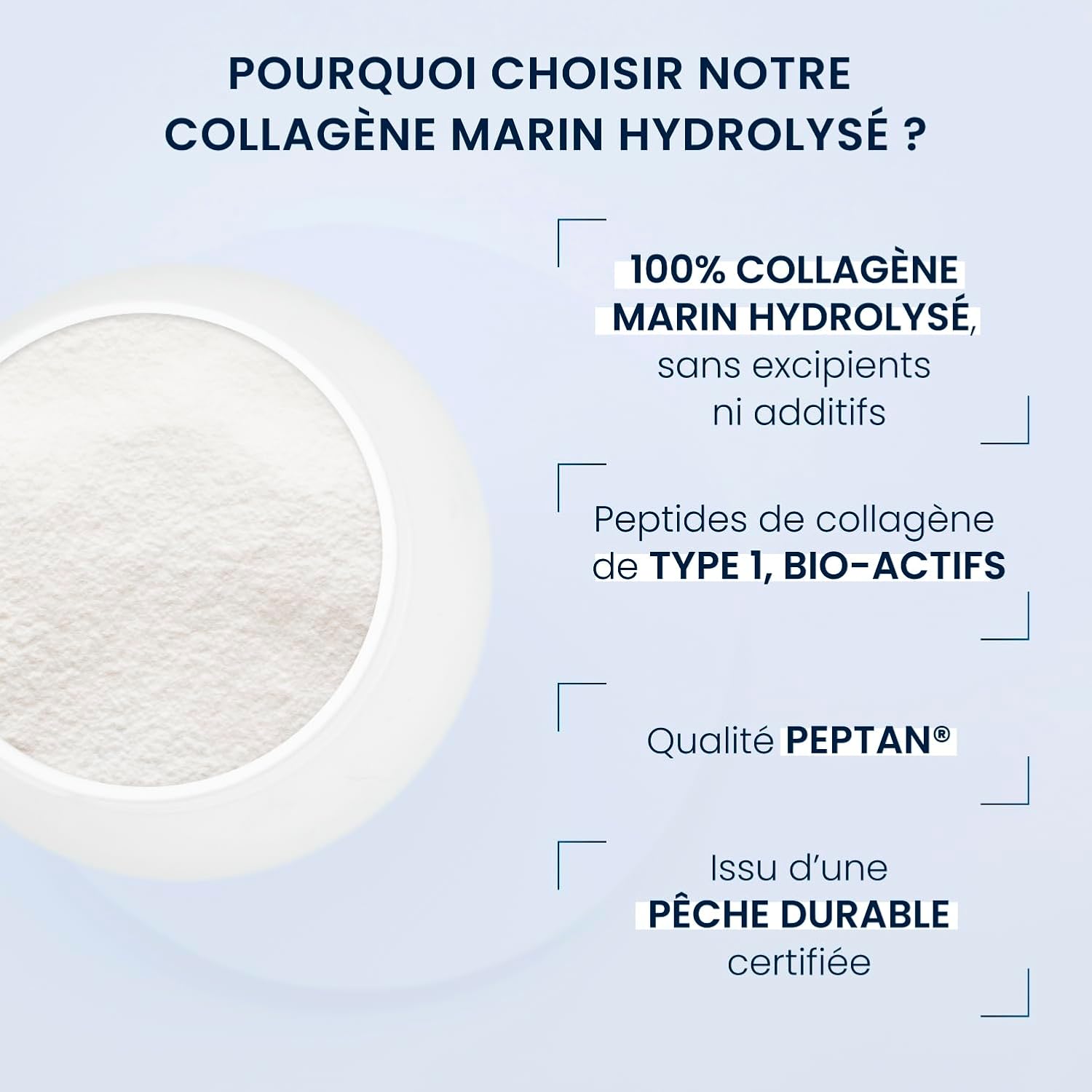 Hydrolyzed Marine Collagen - Soft & Hydrated Skin - Type 1 Bioactive Peptides 2000 DA - High Bioavailability - Collagen Powder Peptan Quality - Sustainable Peach - 500G (48 days) - Dynveo - Image 4