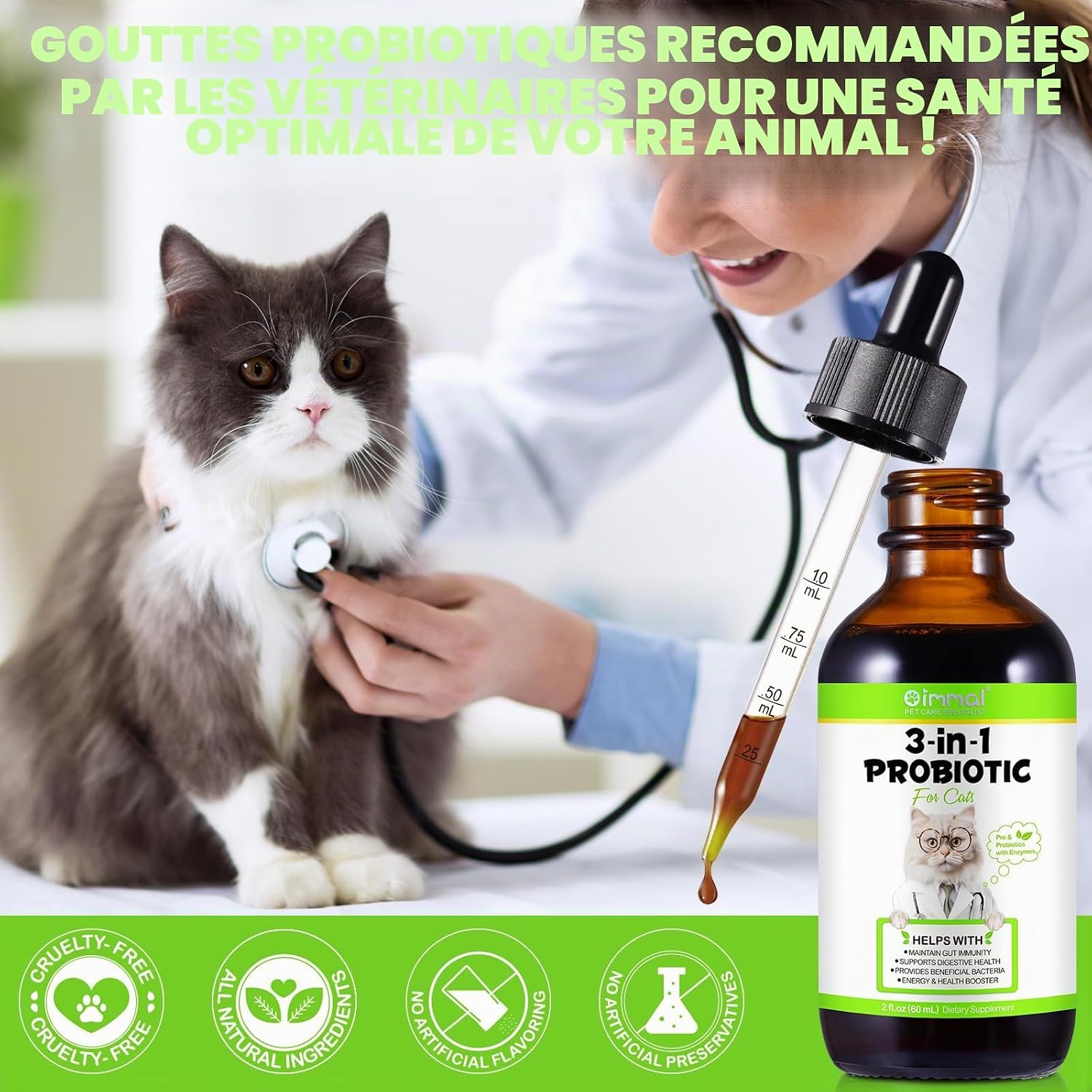 3 in 1 Probiotic Drops for Cats 60ml, Probiotics for Cats with Digestive Enzymes, Gut Health, Suitable for Kittens and Adults - Image 10