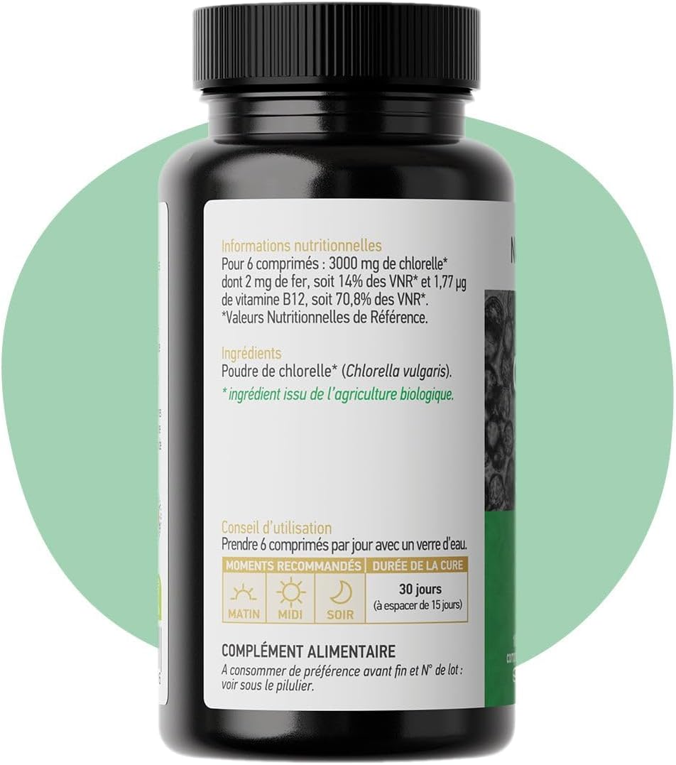 Organic Chlorella - 100% Natural - Vitality - Supports Cognitive Functions & Immunity - Rich in Iron and Vitamins - 180 Tablets - Image 4