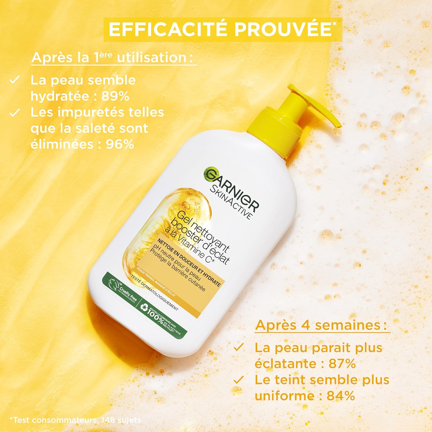 Garnier SkinActive Vitamin C Radiance Routine Set - Radiance Booster Cleansing Gel + Anti-Dark Spot Serum + Glow Daily Anti-UV Fluid SPF50+ - Enriched with Vitamin C - All Skin Types - Image 4