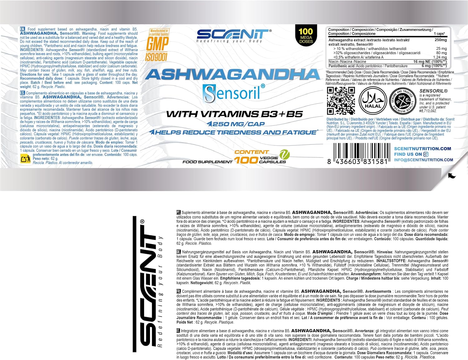 Ashwagandha Sensoril - Over 10% Withanolides - 100 Vegan Capsules for 100 Days - 250mg Per Capsule - With Vitamins B3 & B5 - Image 5