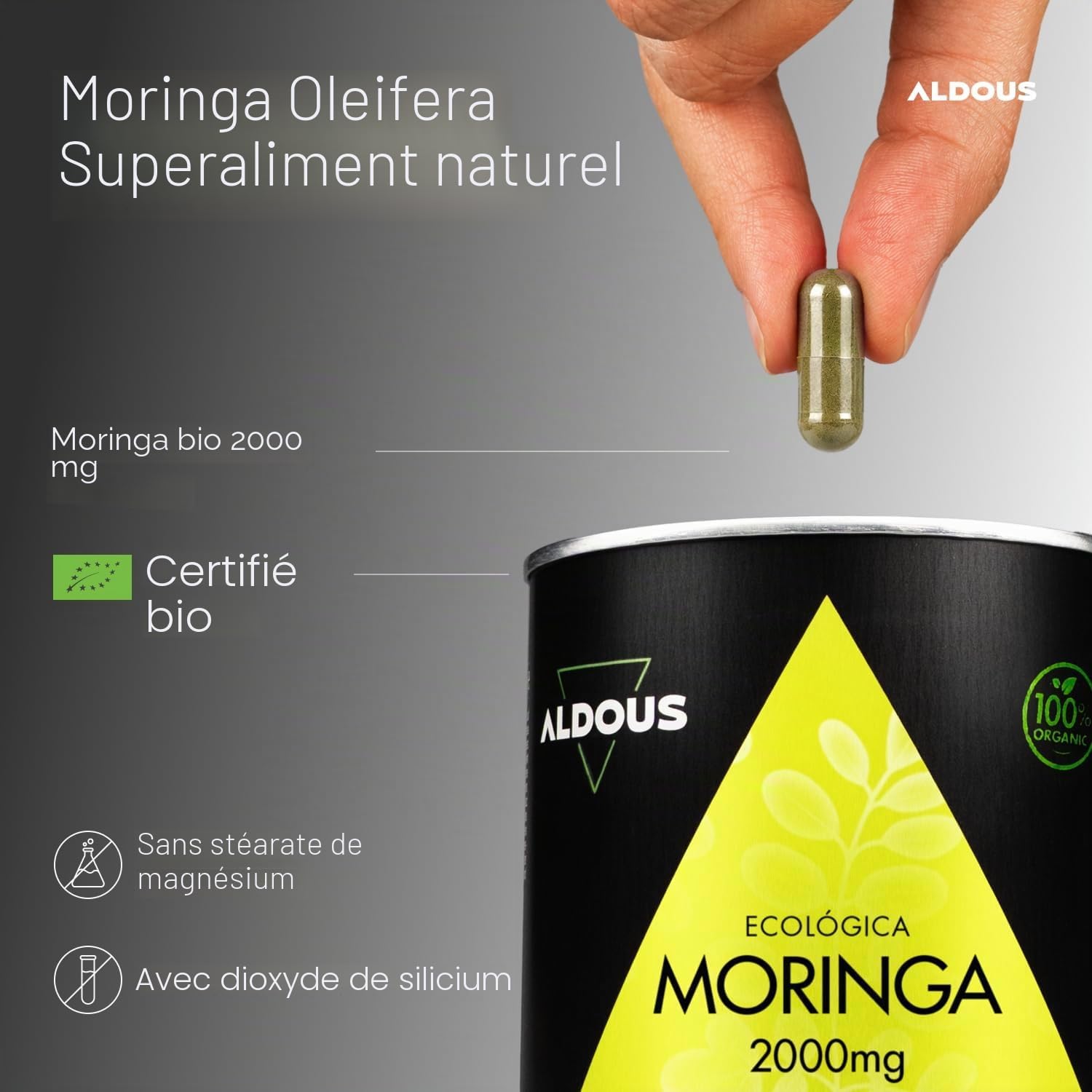 Moringa Bio Capsules - 300 Capsules for 75 Days - 2000 mg - Energy | Natural Antioxidant Superfood - Daily Wellness - Certified Organic Natural Moringa - Magnesium Stearate Free - Image 3
