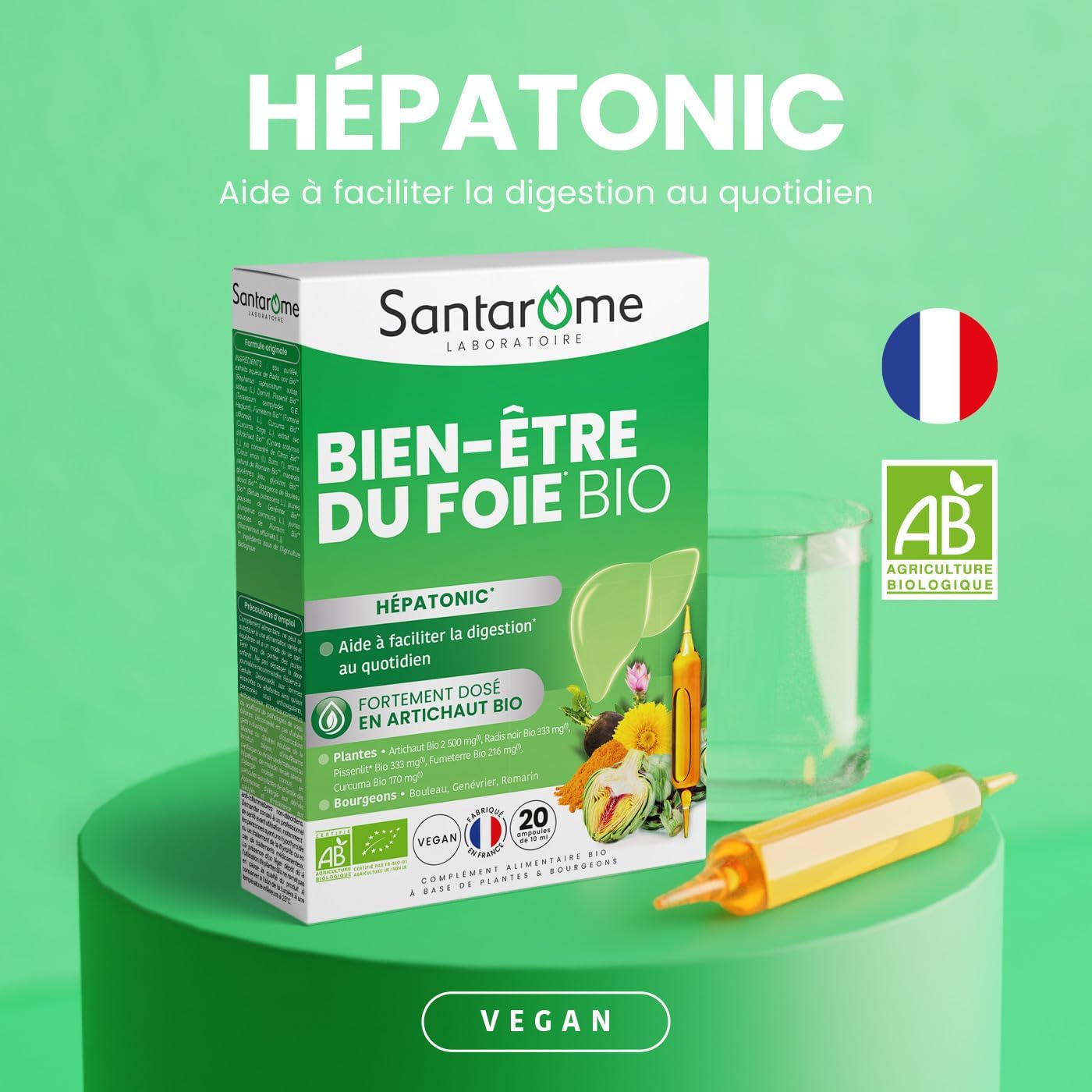 SANTAROME Organic Liver Well-Being - Artichoke 2500 mg - 20 Ampoules France - Image 3