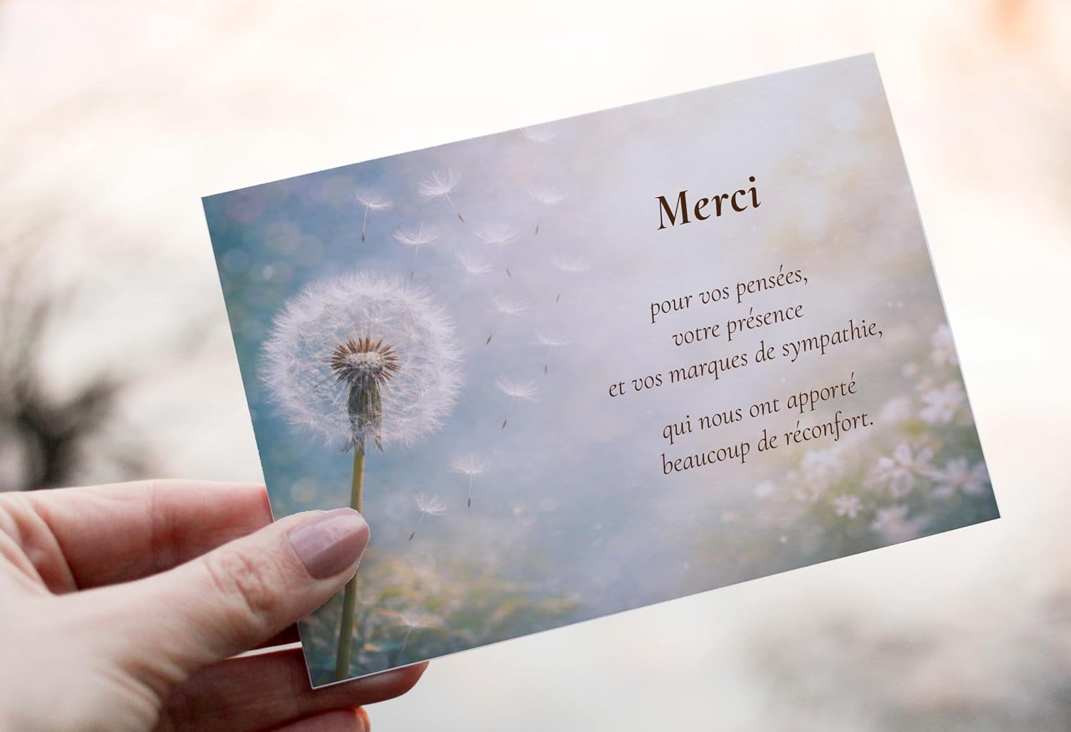 Death Sympathy Thank You Cards + 25 Self-Adhesive Envelopes Dandelion Design 10 x 15 cm Pack of 25 - Image 5