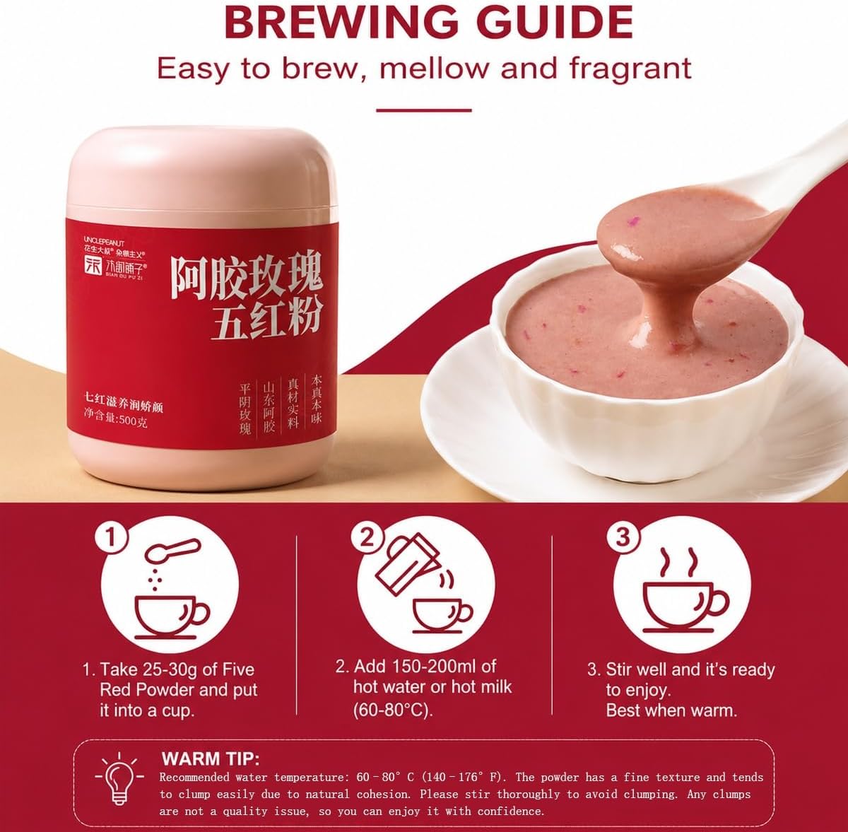 Poudre De Cinq Grains Rouges 500g - Instantané Jujube Goji Rose Déjeuner | Mélange bien-être azuki sans sucre. Fine gélatine arachide bouillie pour femmes fitness. Garniture cadeau premium. - Image 4