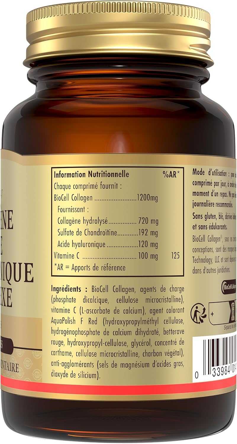 Solgar Collagen Hyaluronic Acid Complex - Skin Beauty - Wrinkles and Fine Lines - With Vitamin C and Chondroitin - Food Supplement - Bottle of 30 Tablets - Image 5