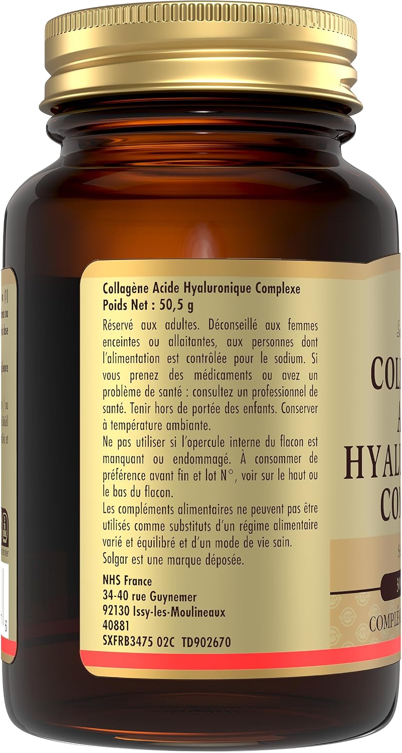 Solgar Collagen Hyaluronic Acid Complex - Skin Beauty - Wrinkles and Fine Lines - With Vitamin C and Chondroitin - Food Supplement - Bottle of 30 Tablets - Image 9