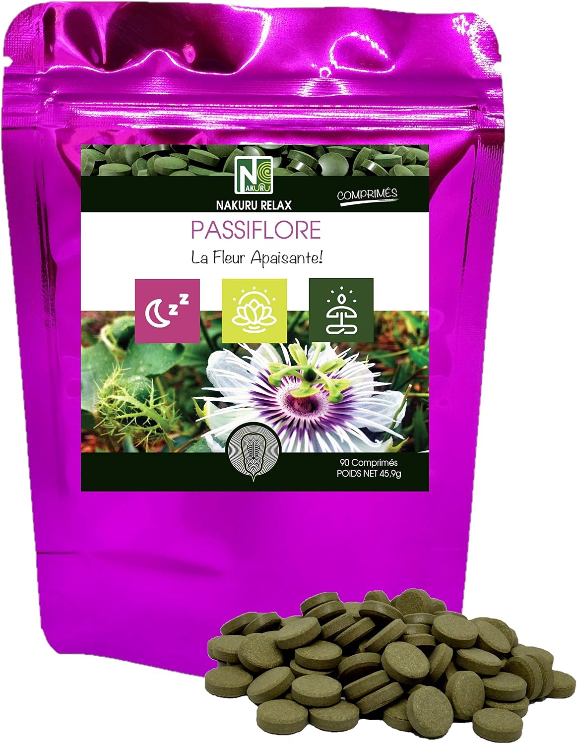 Sleep" Pack NAKURU | Melatonin 90 cps | Passion Flower 90cps | Valerian 90cps | Cold Dried and Compressed Powder | Packaged in France | "Naturally Improve Your Sleep! - Image 4