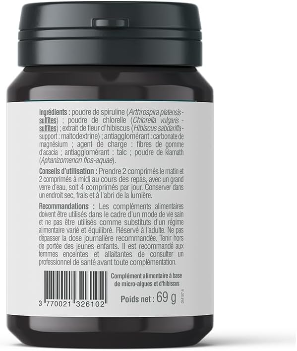 Spirulina Premium - 80 Tablets - A Unique Combination of Algae to Stay in Shape - Spirulina + Klamath + Chlorella + Ibiscus - 20 Day Cure - Vitalys Alpes - Made in France (Pack of 1) - Image 3